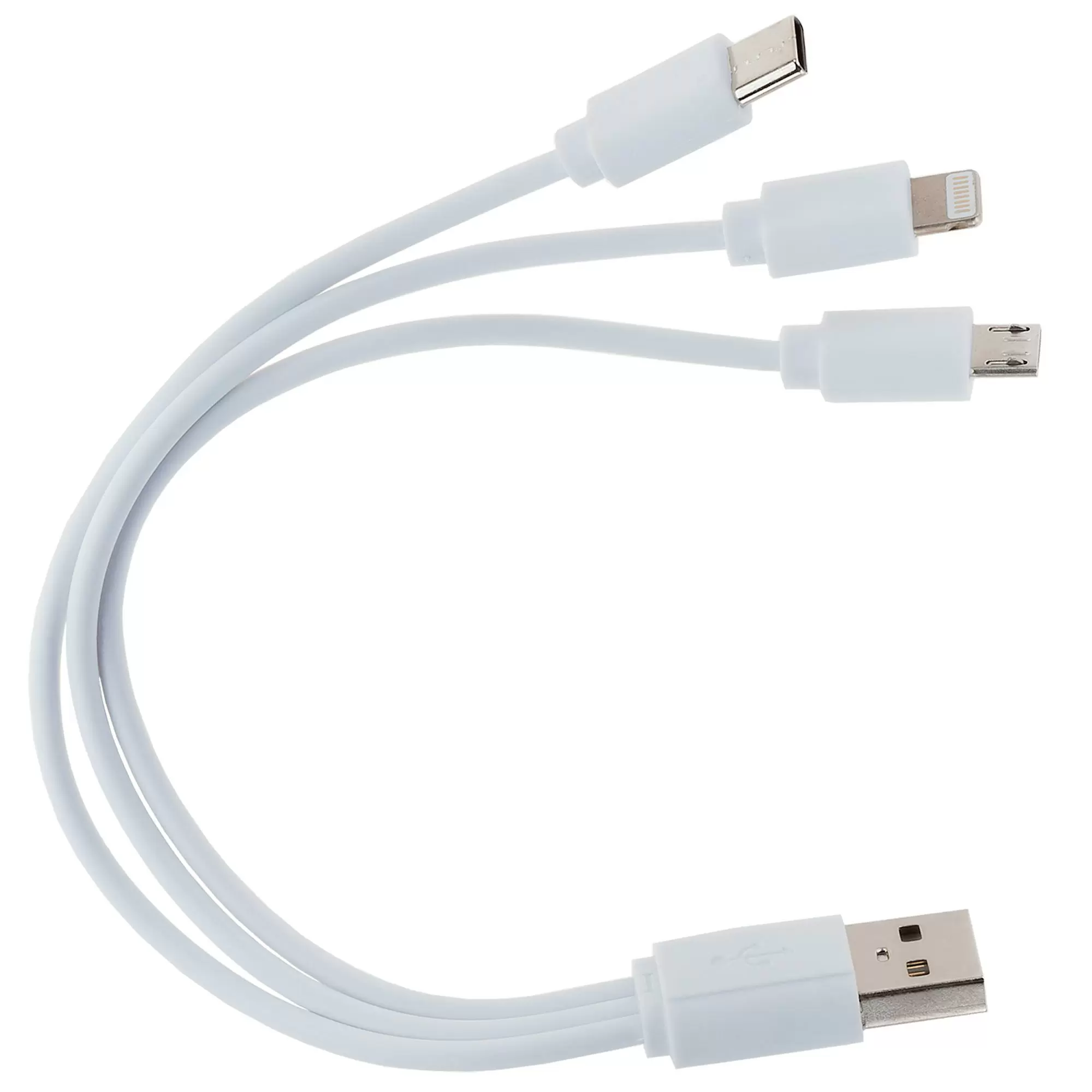 Внешний аккумулятор Кабель USB 3 в 1 (Micro, Type-C, Lightning) Белый 6011-07