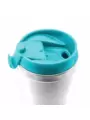 Термокружка SLIM WHITE 350мл. Белая с бирюзовой крышкой  6032-16