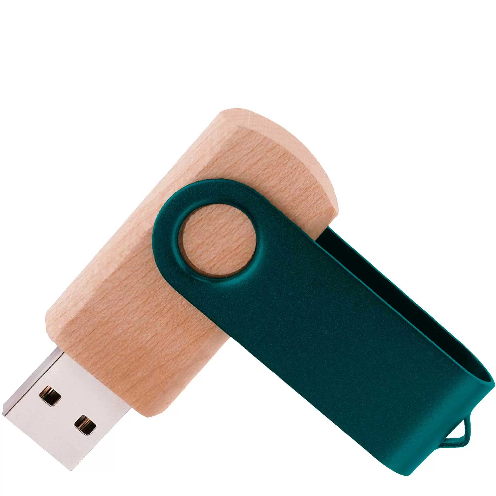 Флешка TWIST WOOD COLOR Светлое дерево с зеленым  4014-31-02