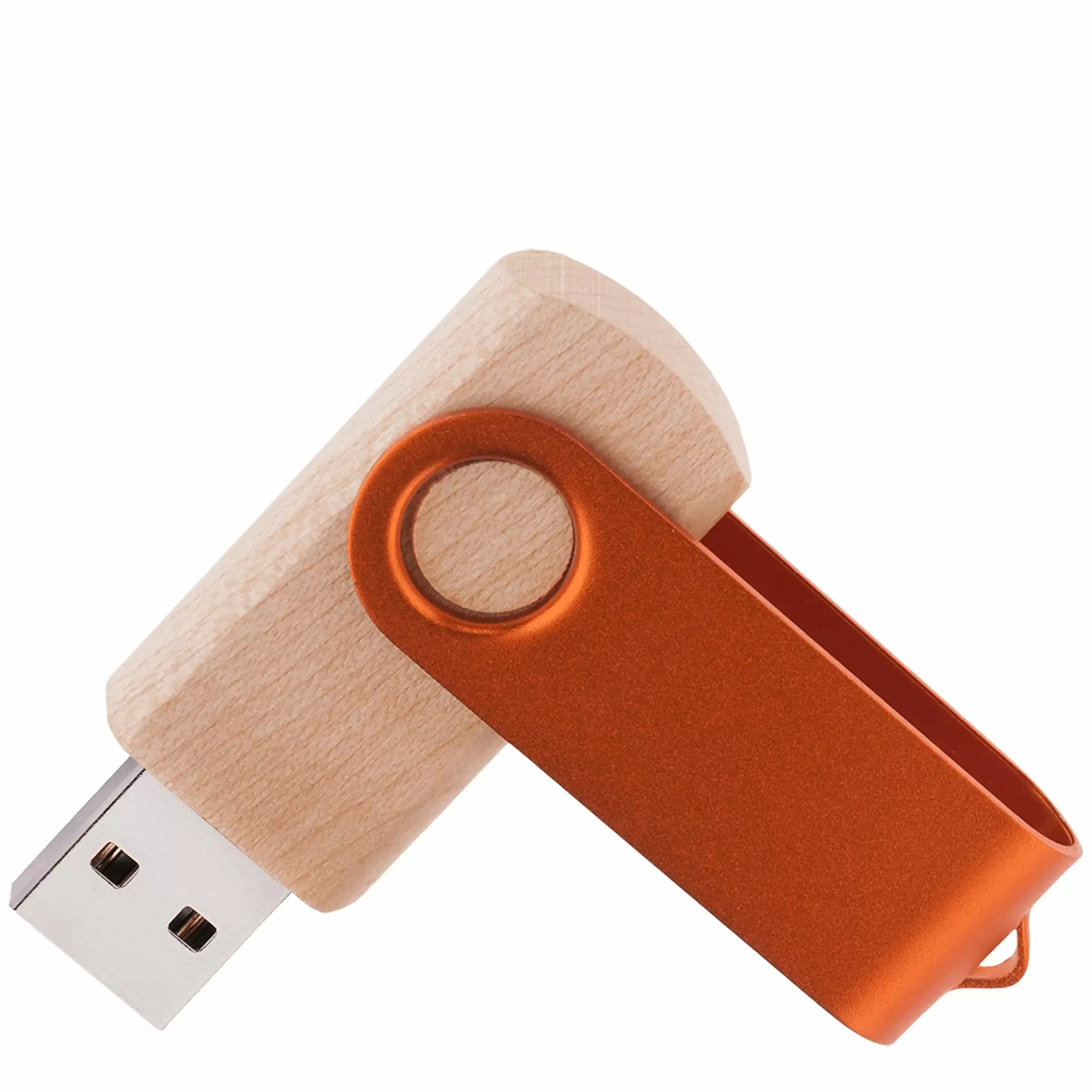 Флешка TWIST WOOD COLOR Светлое дерево с оранжевым  4014-31-05