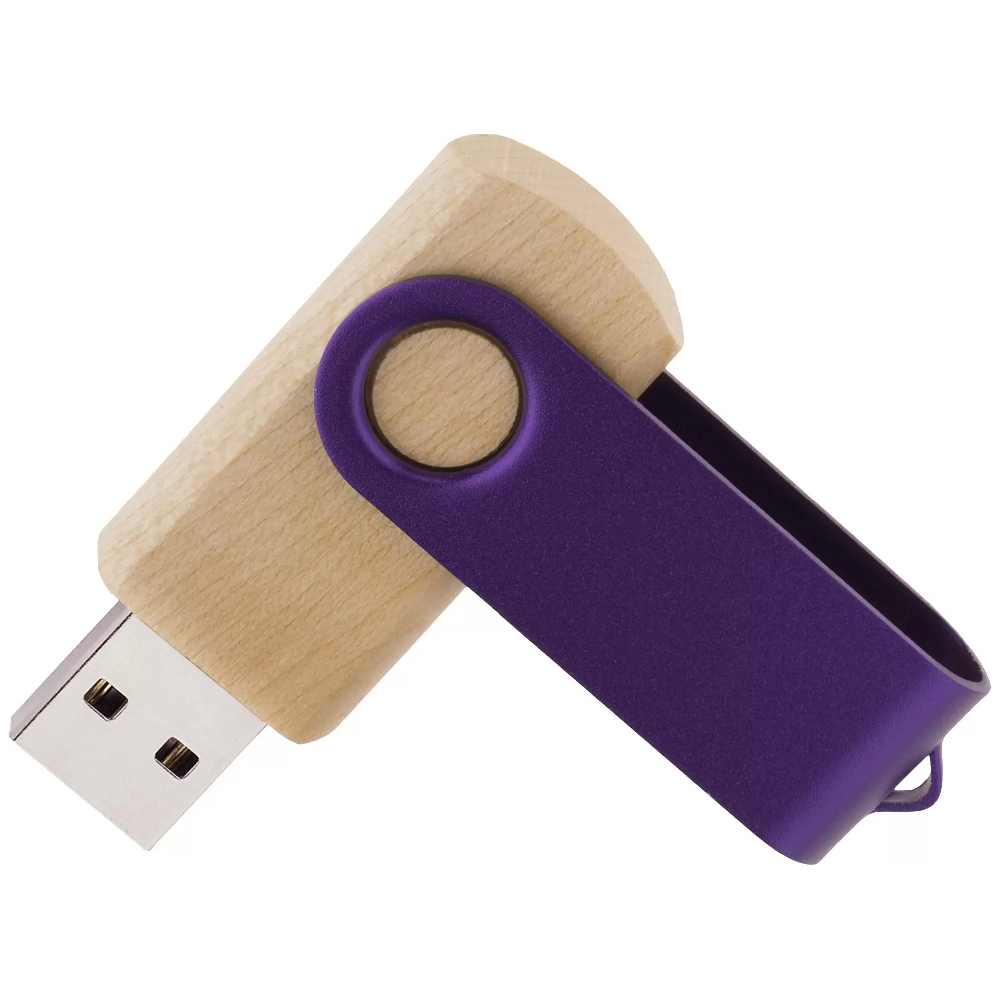 Флешка TWIST WOOD COLOR Светлое дерево с фиолетовым  4014-31-11