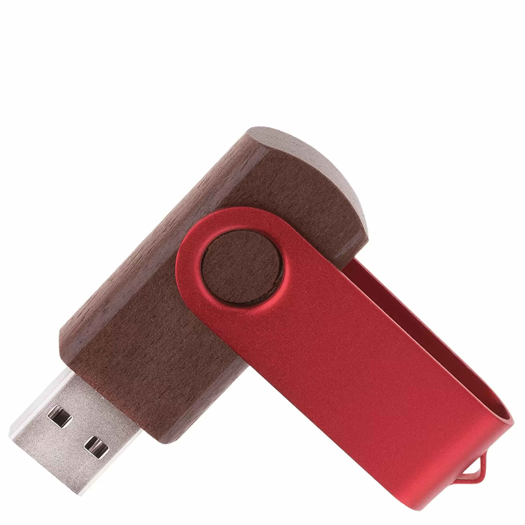 Флешка TWIST WOOD COLOR Темное дерево с красным  4014-32-03