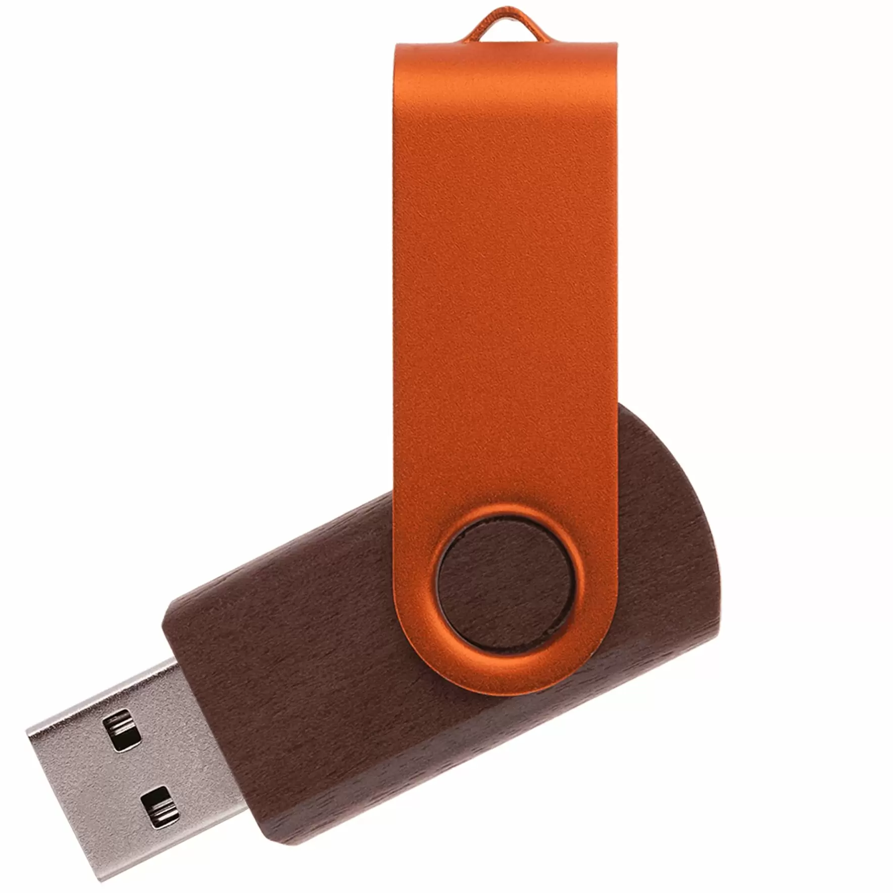 Флешка TWIST WOOD COLOR Темное дерево с оранжевым  4014-32-05