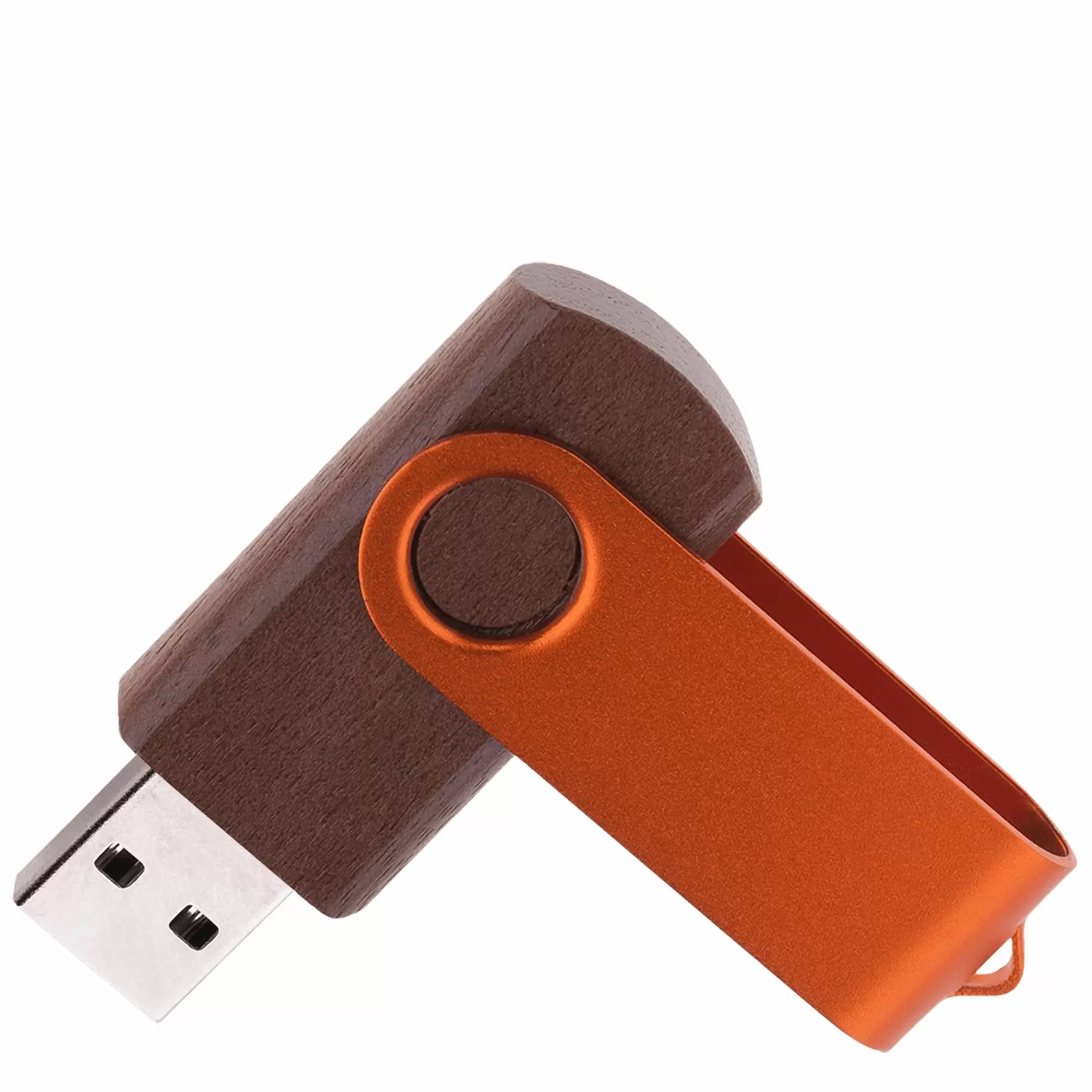 Флешка TWIST WOOD COLOR Темное дерево с оранжевым  4014-32-05