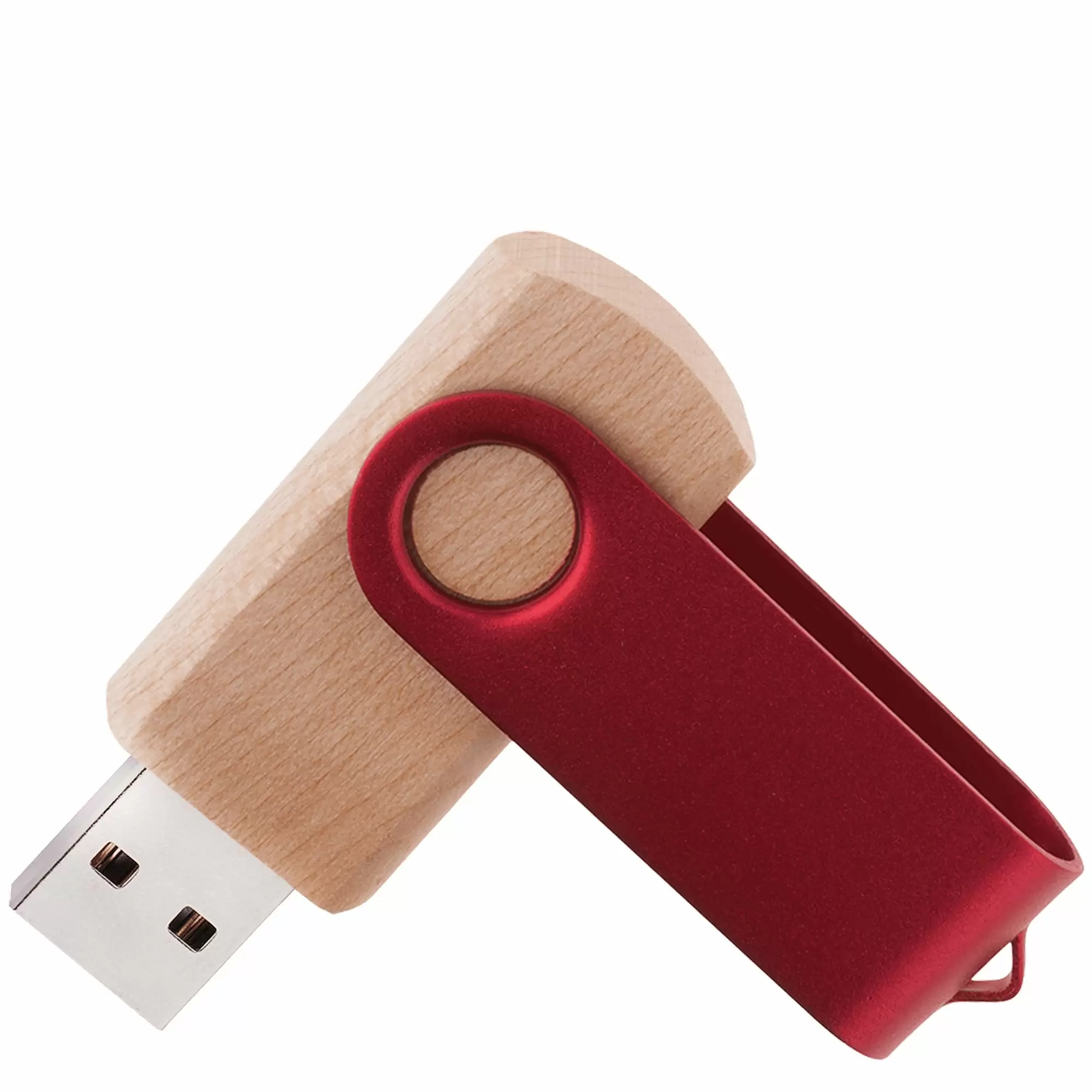 Флешка TWIST WOOD COLOR Светлое дерево с красным 4014-31-03