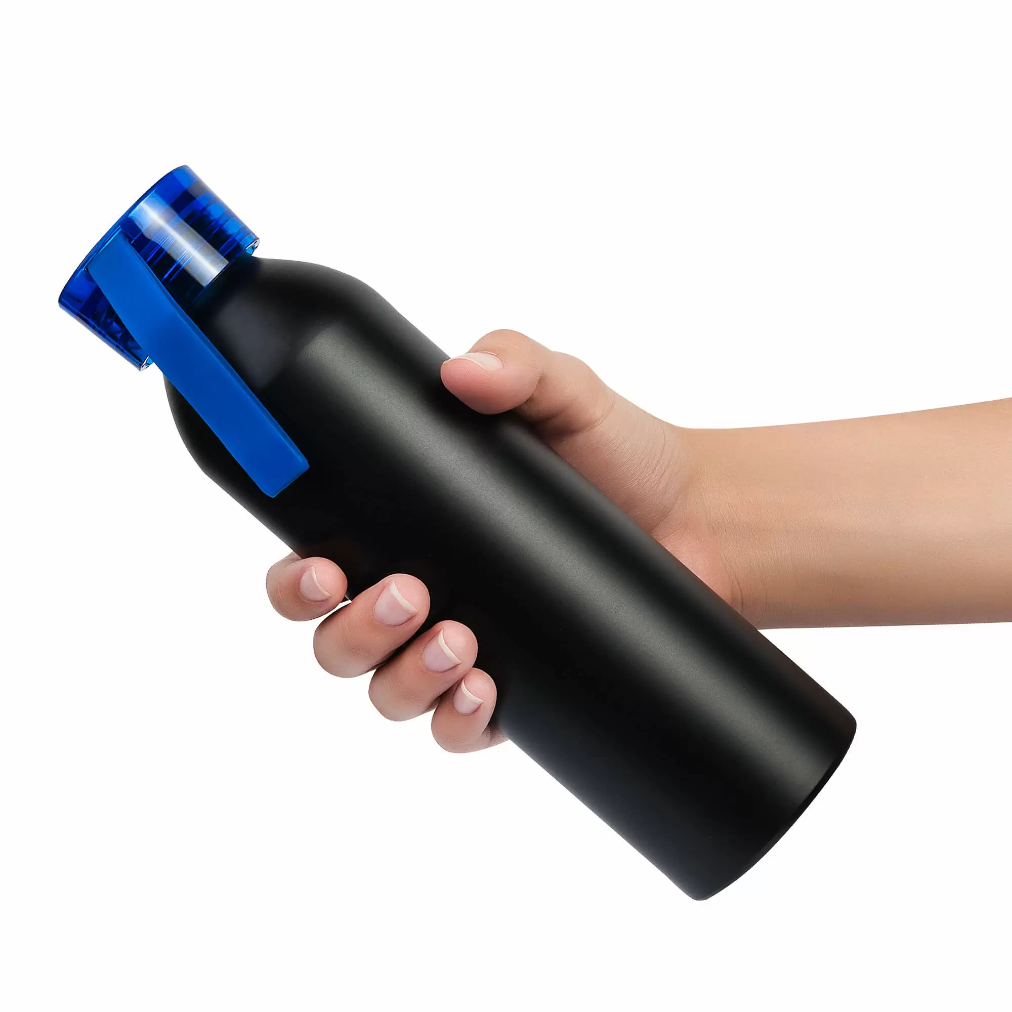 Термокружка Бутылка для воды VIKING BLACK 650мл. Черная с синей крышкой  6142-01