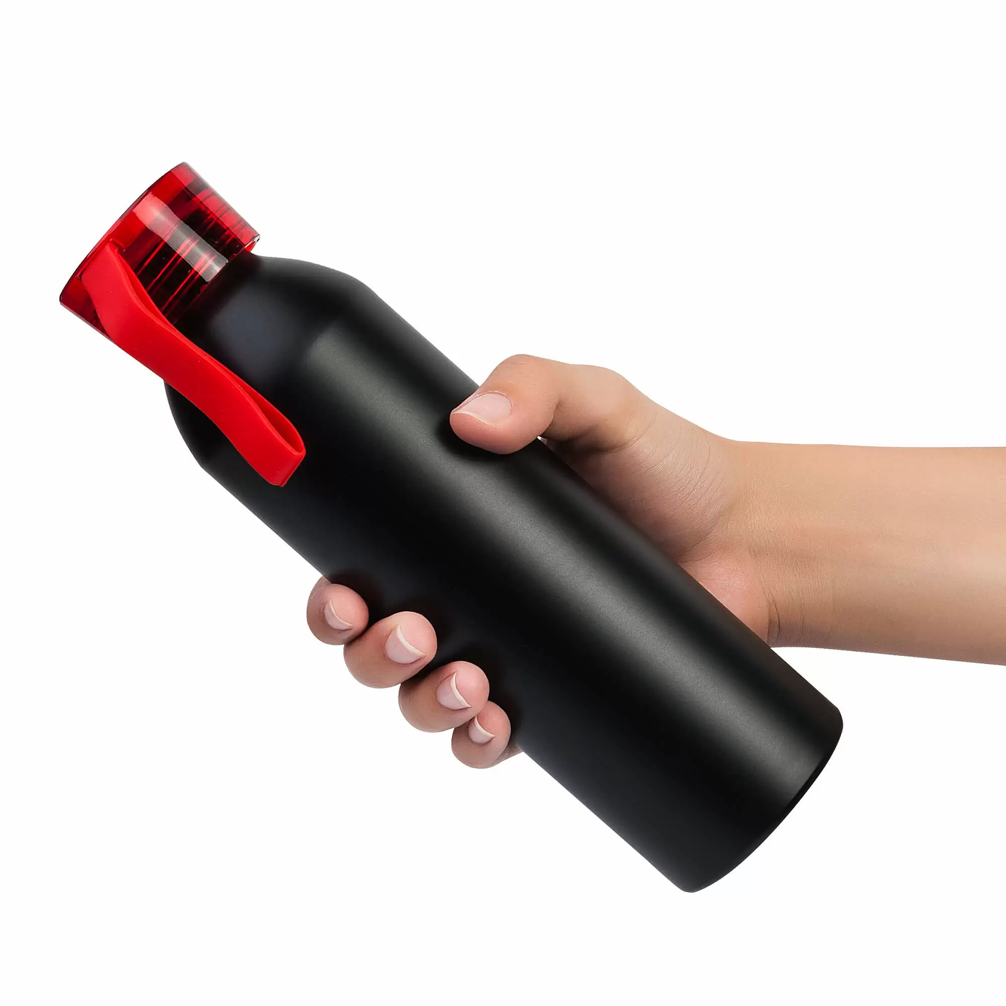 Термокружка Бутылка для воды VIKING BLACK 650мл. Черная с красной крышкой  6142-03