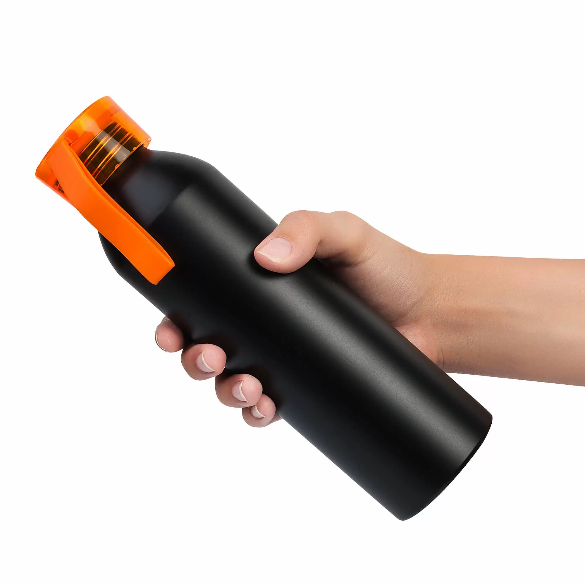 Термокружка Бутылка для воды VIKING BLACK 650мл. Черная с оранжевой крышкой  6142-05