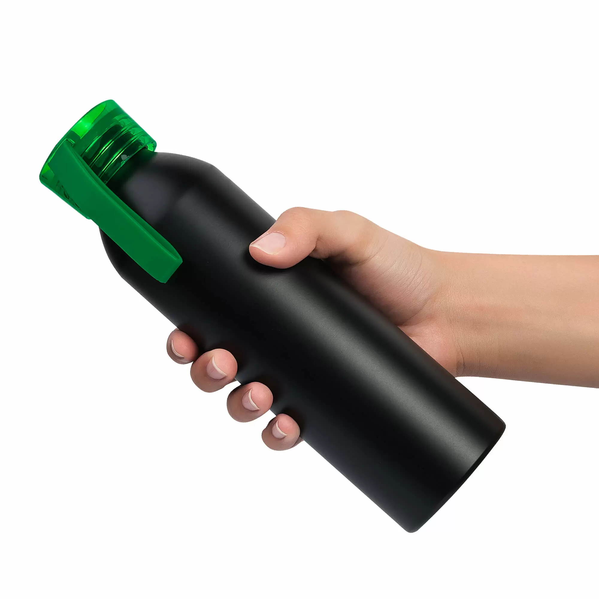 Термокружка Бутылка для воды VIKING BLACK 650мл. Черная с зеленой крышкой  6142-02