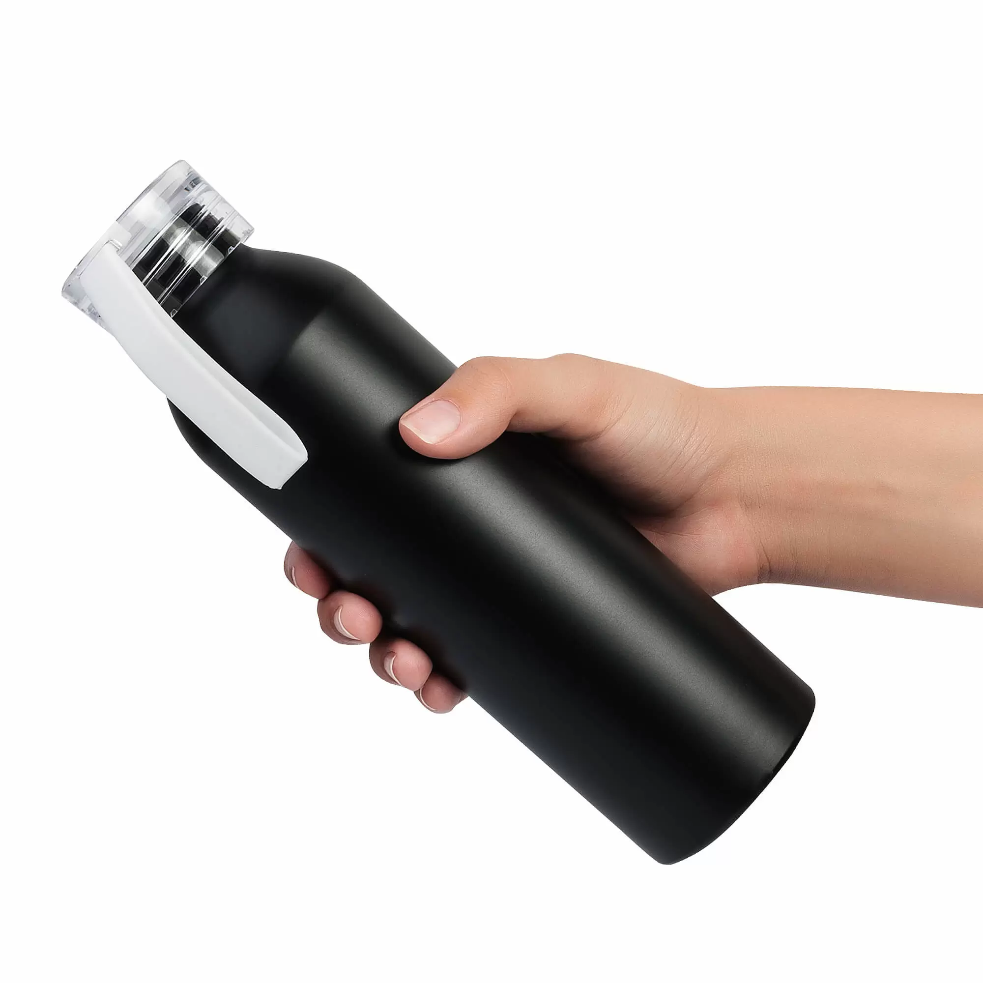 Термокружка Бутылка для воды VIKING BLACK 650мл. Черная с белой крышкой 6142-07