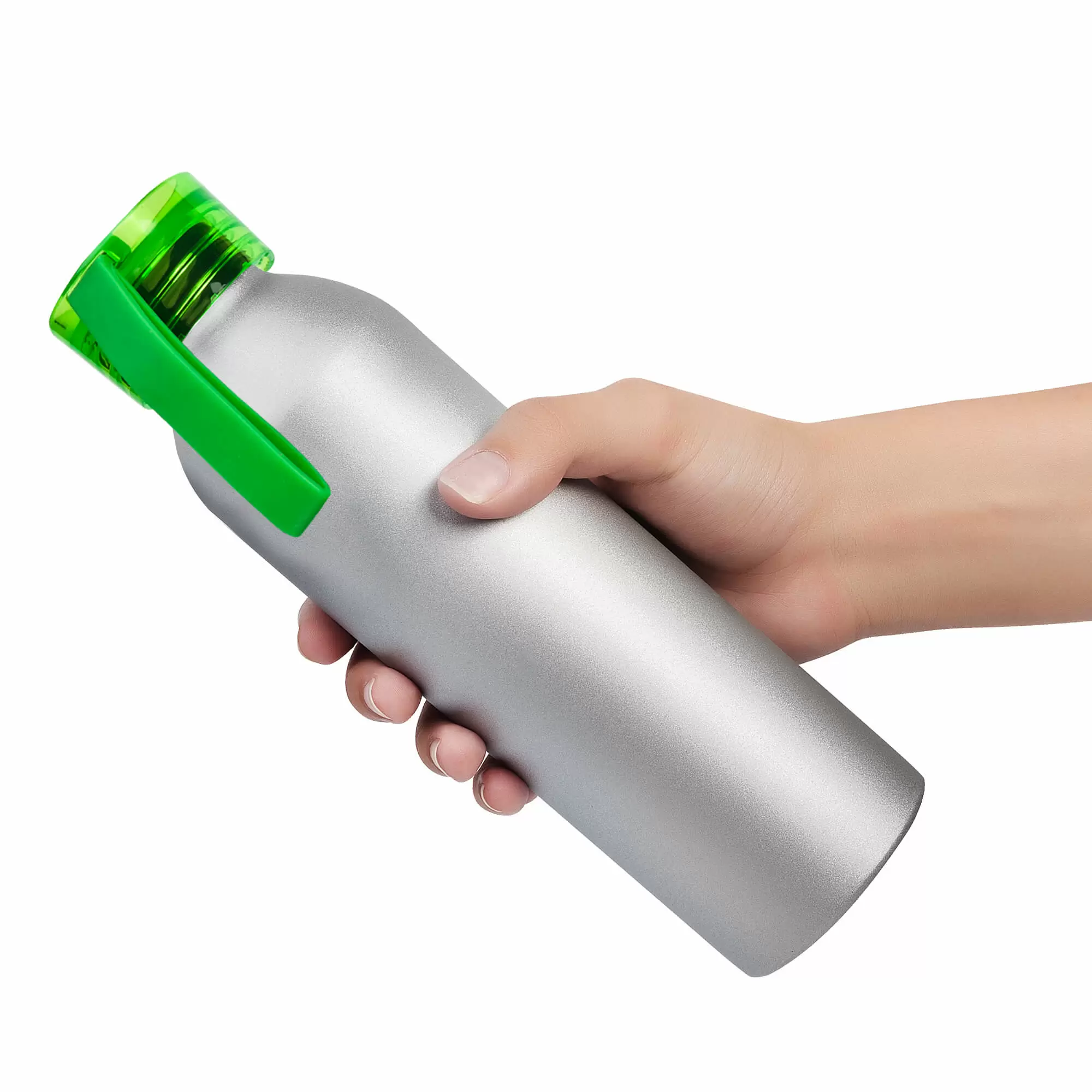 Термокружка Бутылка для воды VIKING SILVER 650мл. Серебристая с салатовой крышко 6141-15