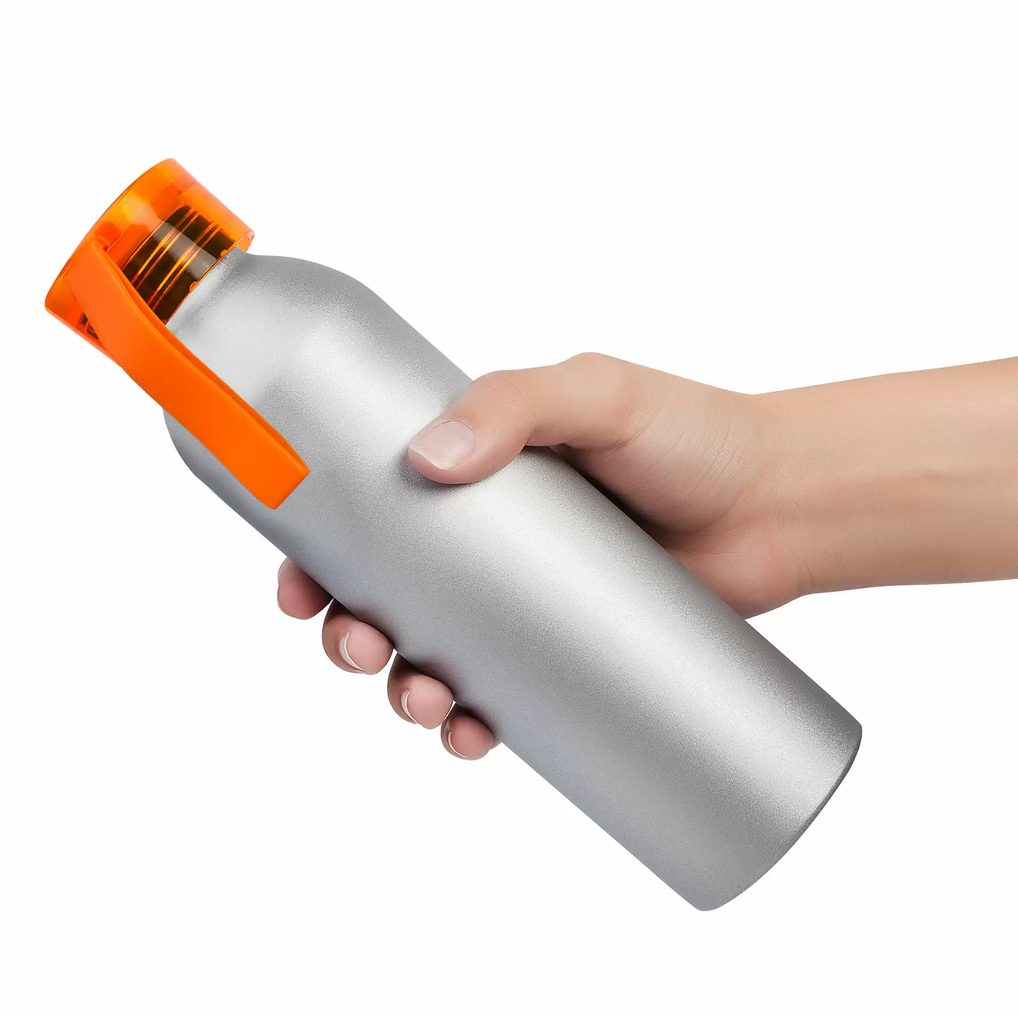 Термокружка Бутылка для воды VIKING SILVER 650мл. Серебристая с оранжевой крышко 6141-05