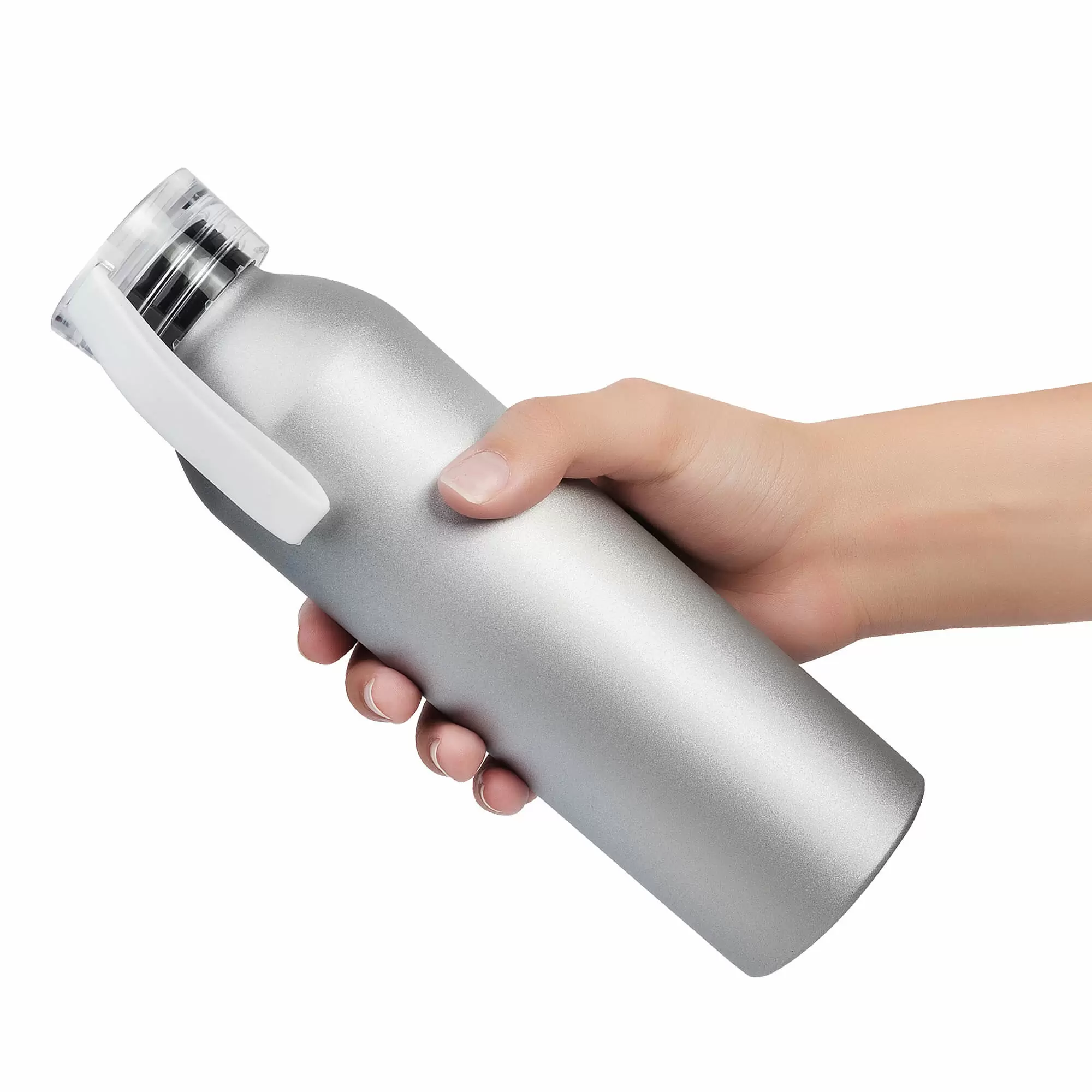 Термокружка Бутылка для воды VIKING SILVER 650мл. Серебристая с белой крышкой 6141-07