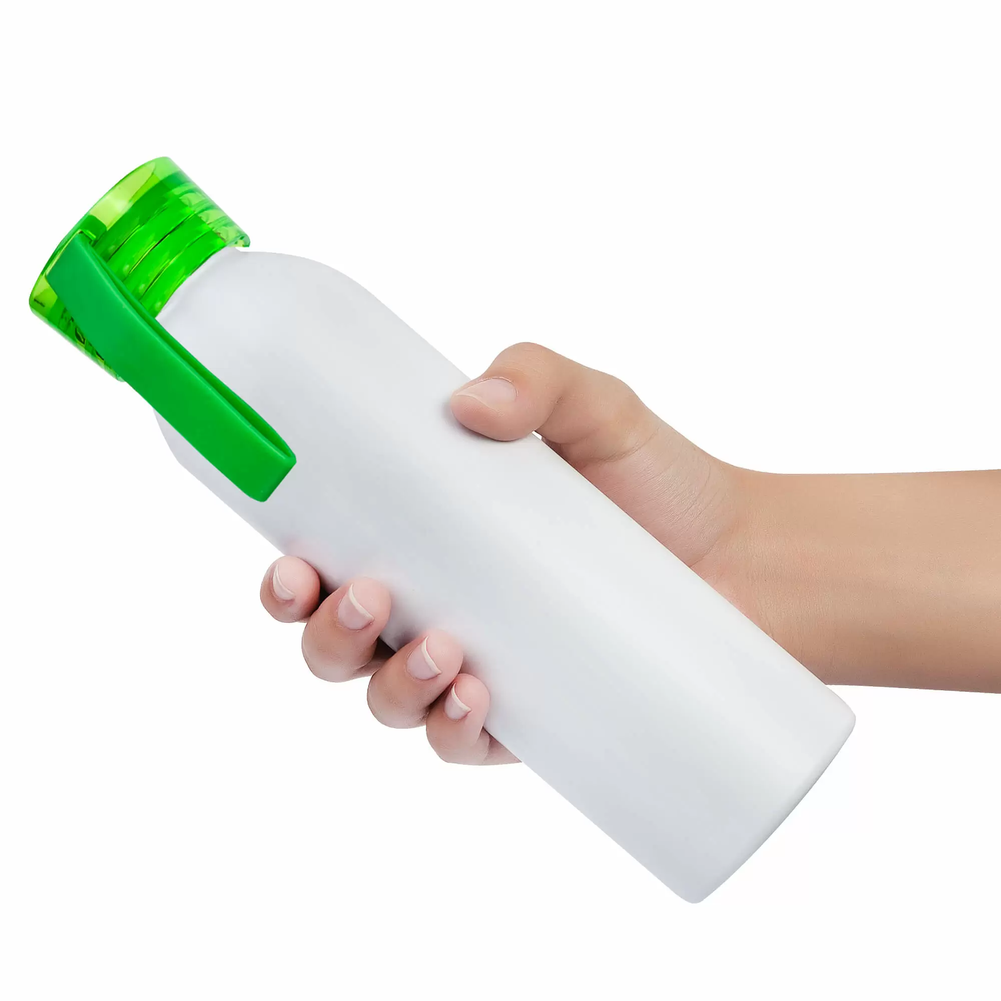 Термокружка Бутылка для воды VIKING WHITE 650мл. Белая с салатовой крышкой 6143-15