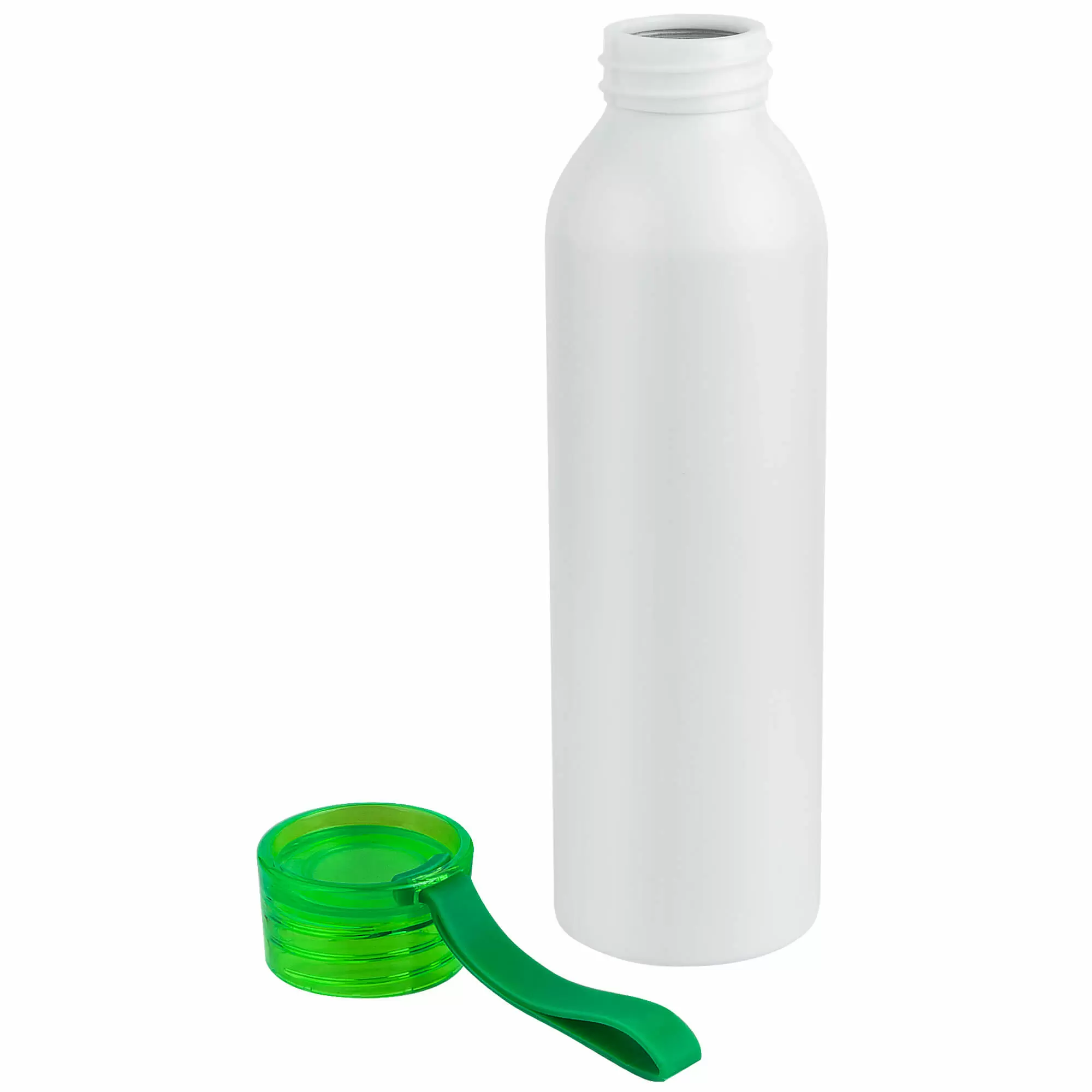 Термокружка Бутылка для воды VIKING WHITE 650мл. Белая с салатовой крышкой 6143-15