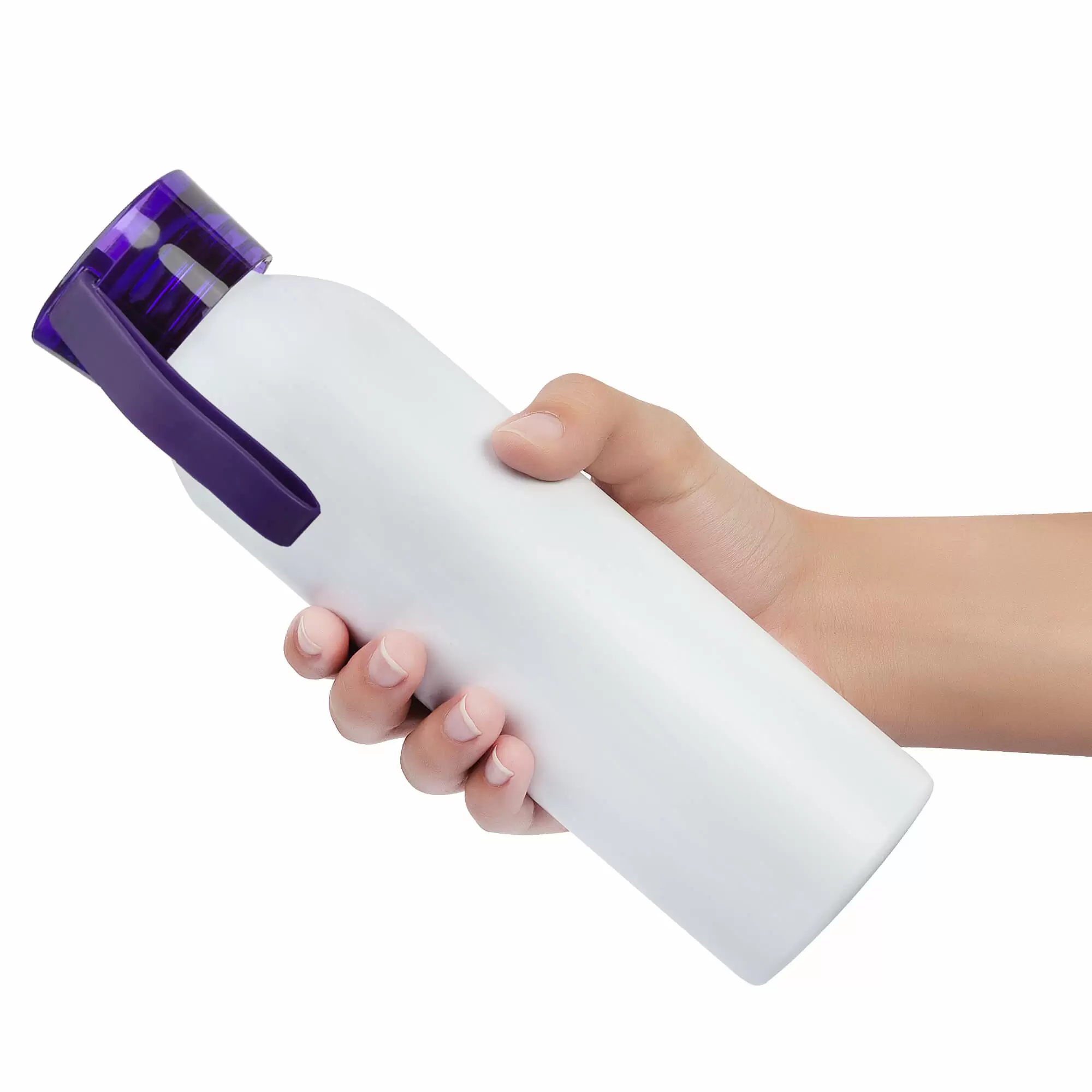 Термокружка Бутылка для воды VIKING WHITE 650мл. Белая с фиолетовой крышкой 6143-11