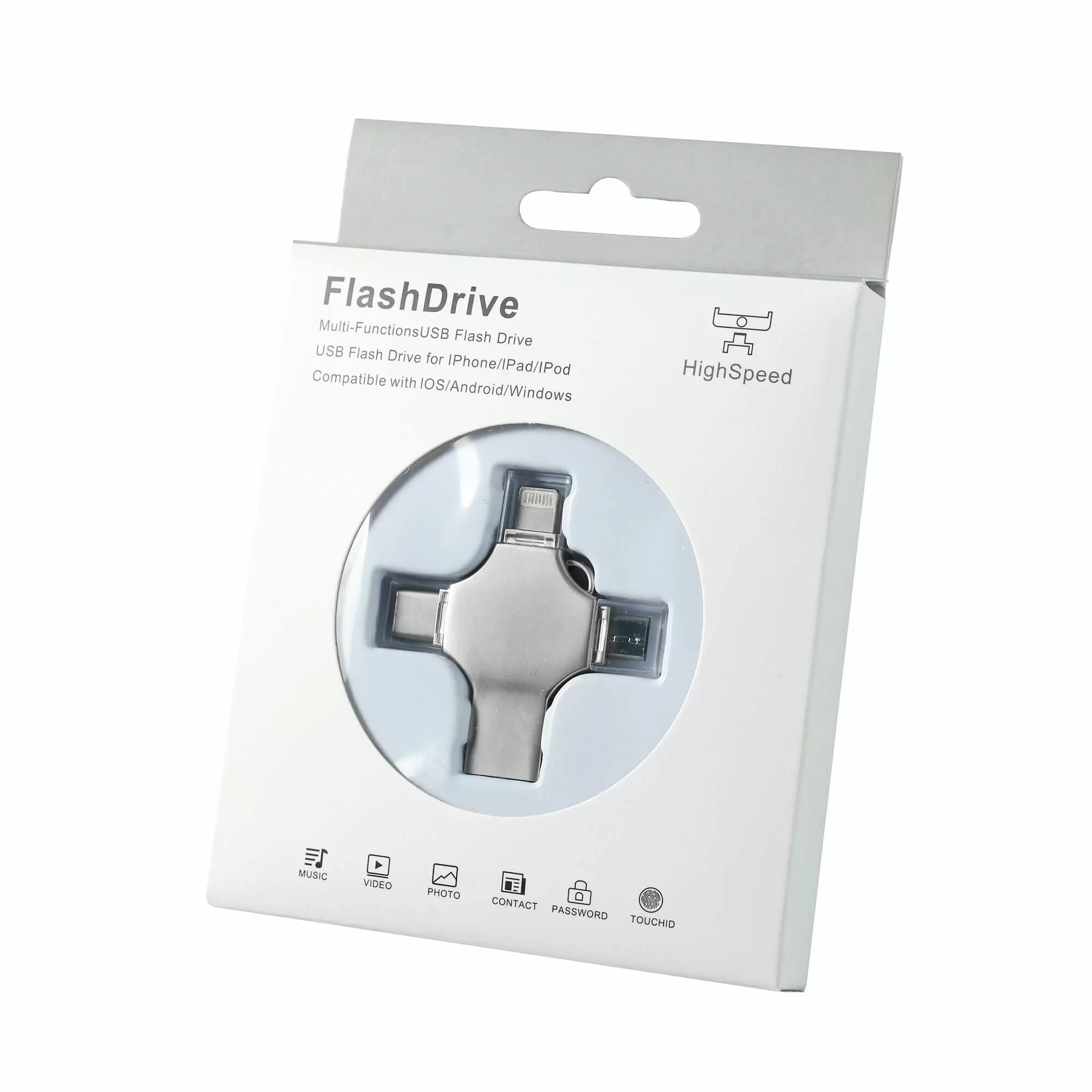 Флешка XENON 4в1 Серебристая 4444-06