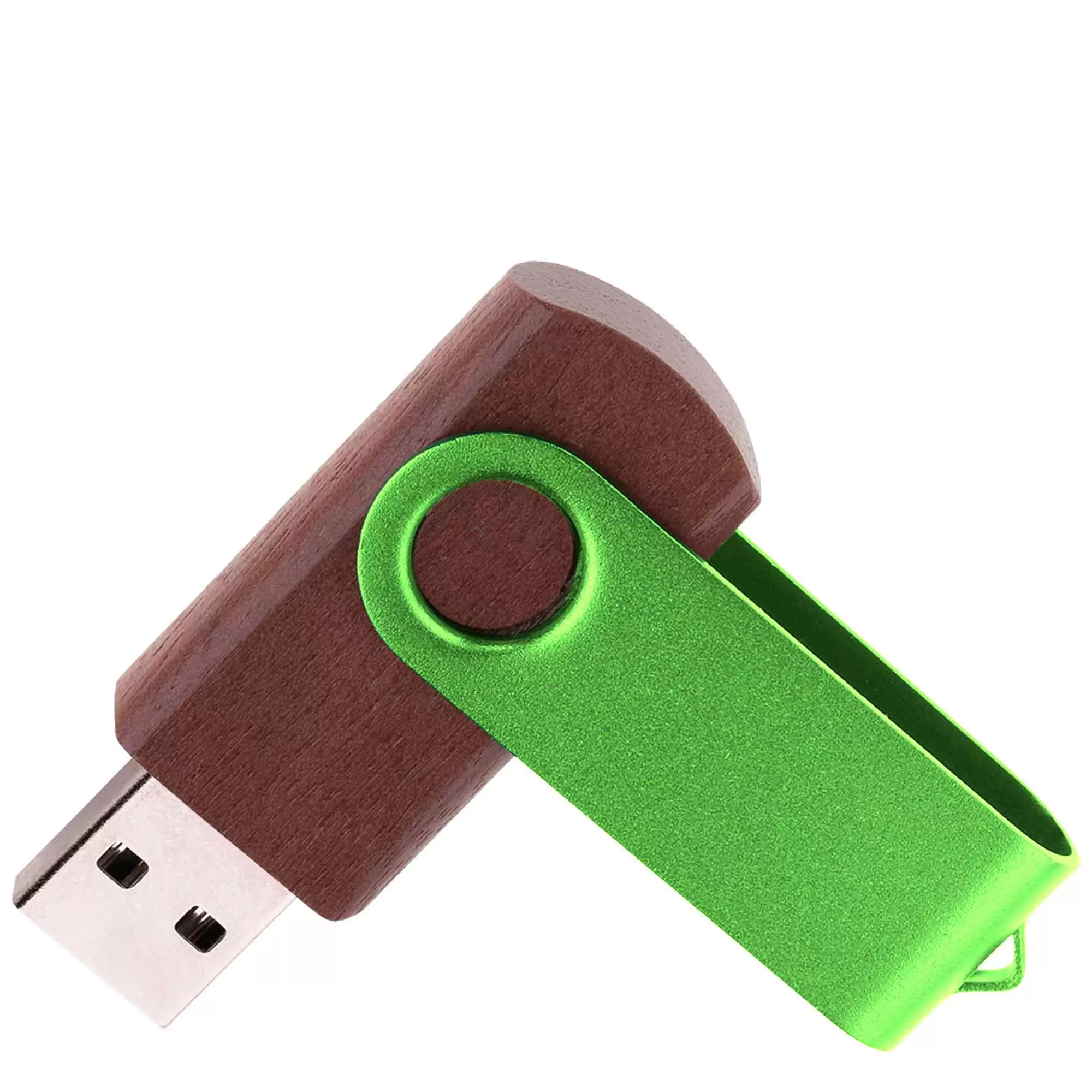 Флешка TWIST WOOD COLOR Темное дерево с салатовым 4014-32-15