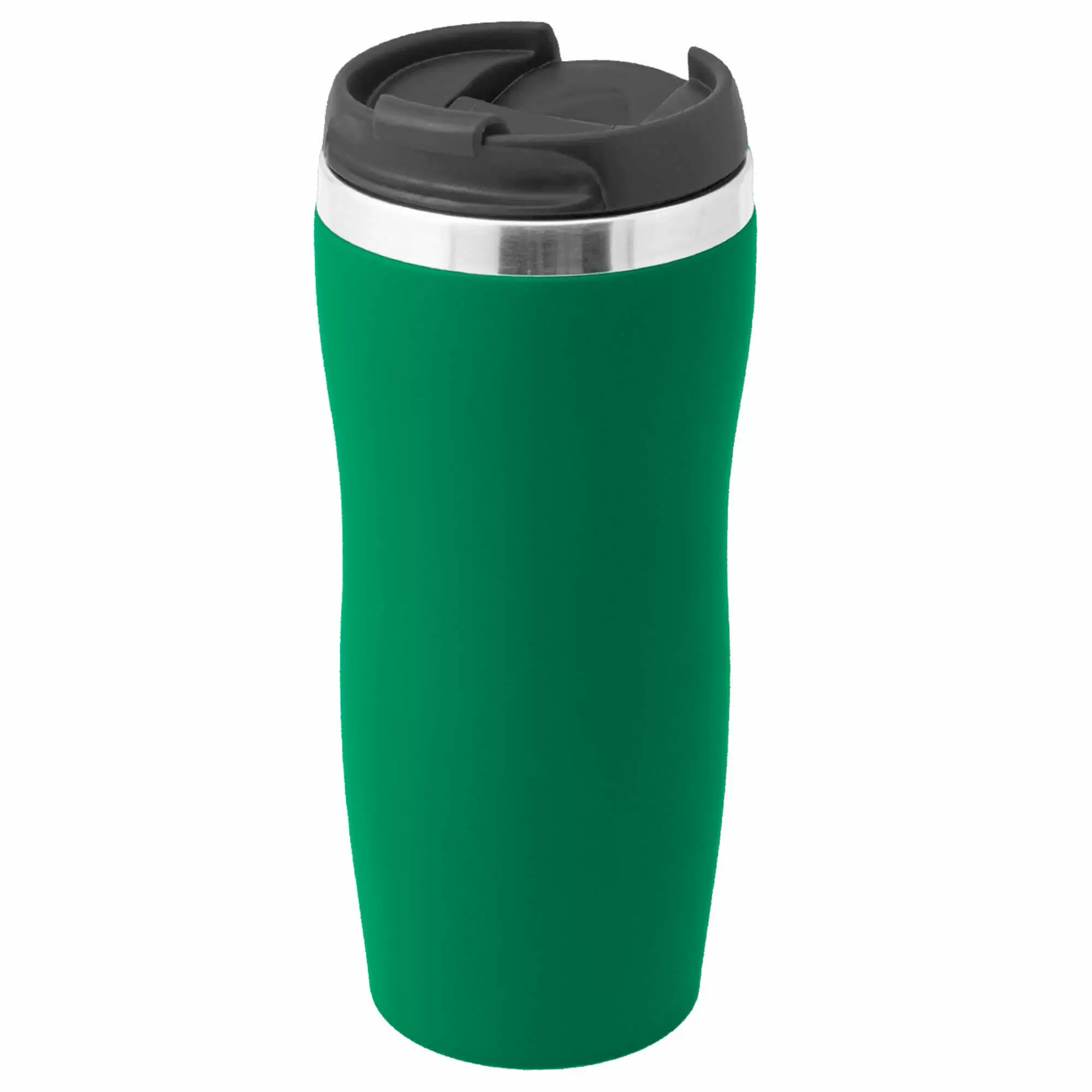 Термокружка SLIM SOFT 350мл. Зеленая с черной крышкой 6031-02