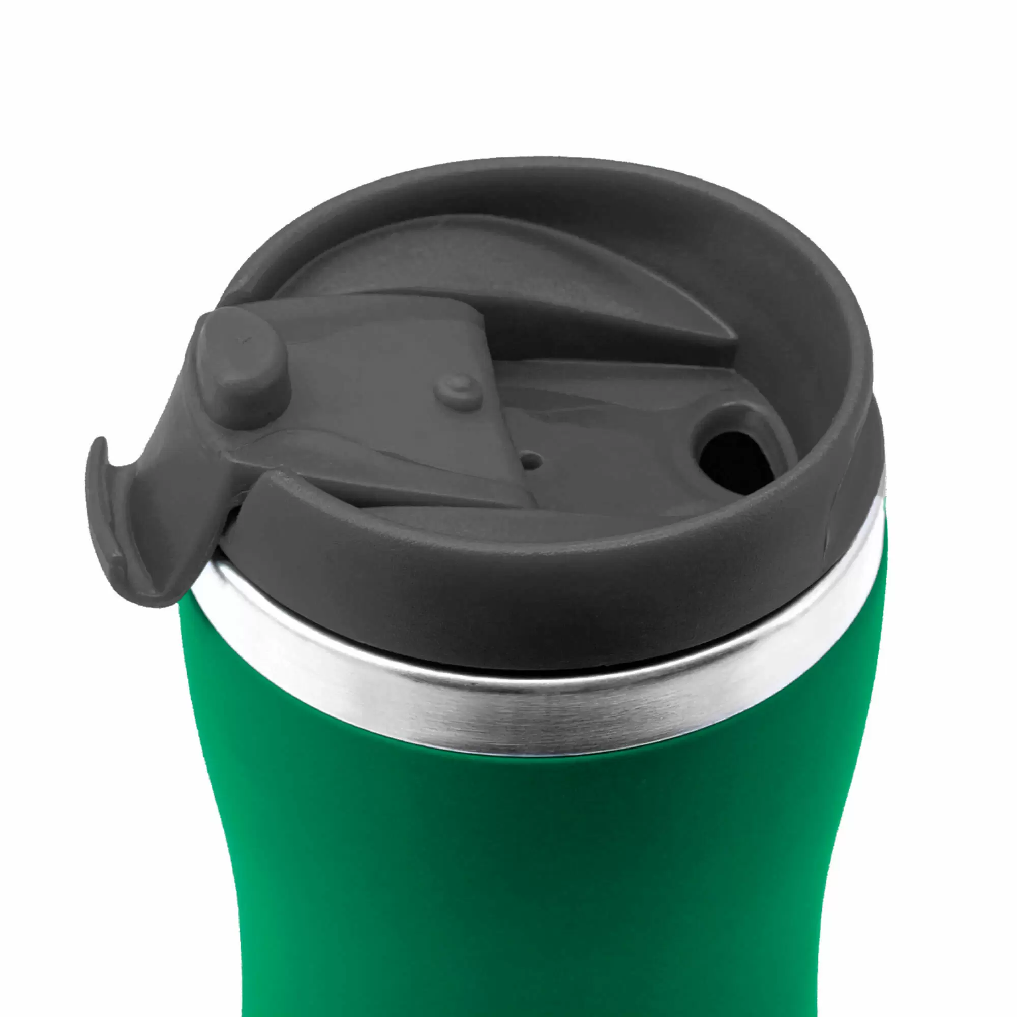 Термокружка SLIM SOFT 350мл. Зеленая с черной крышкой 6031-02