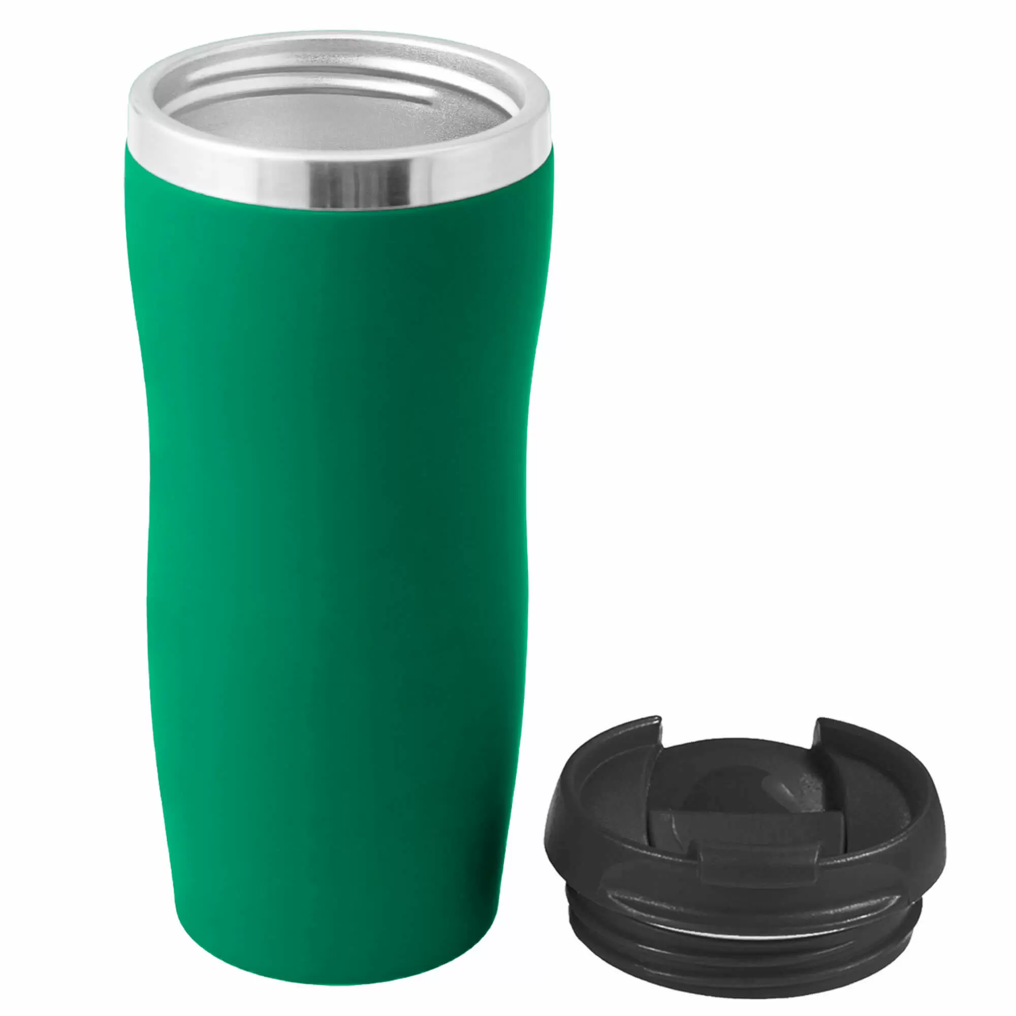 Термокружка SLIM SOFT 350мл. Зеленая с черной крышкой 6031-02