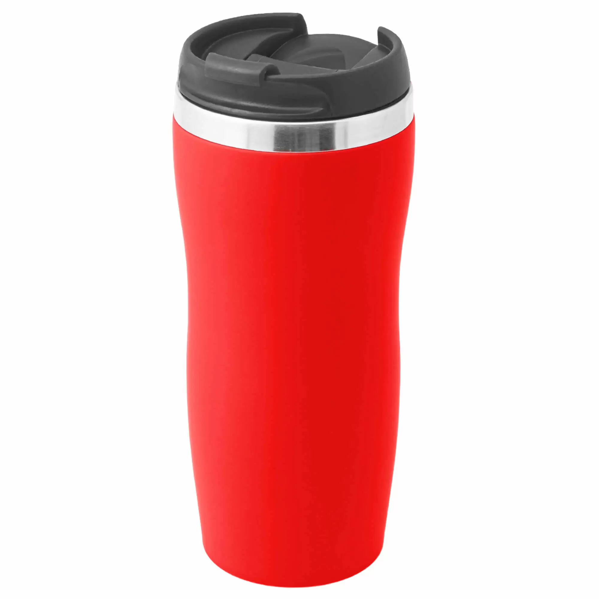 Термокружка SLIM SOFT 350мл. Красная с черной крышкой 6031-03
