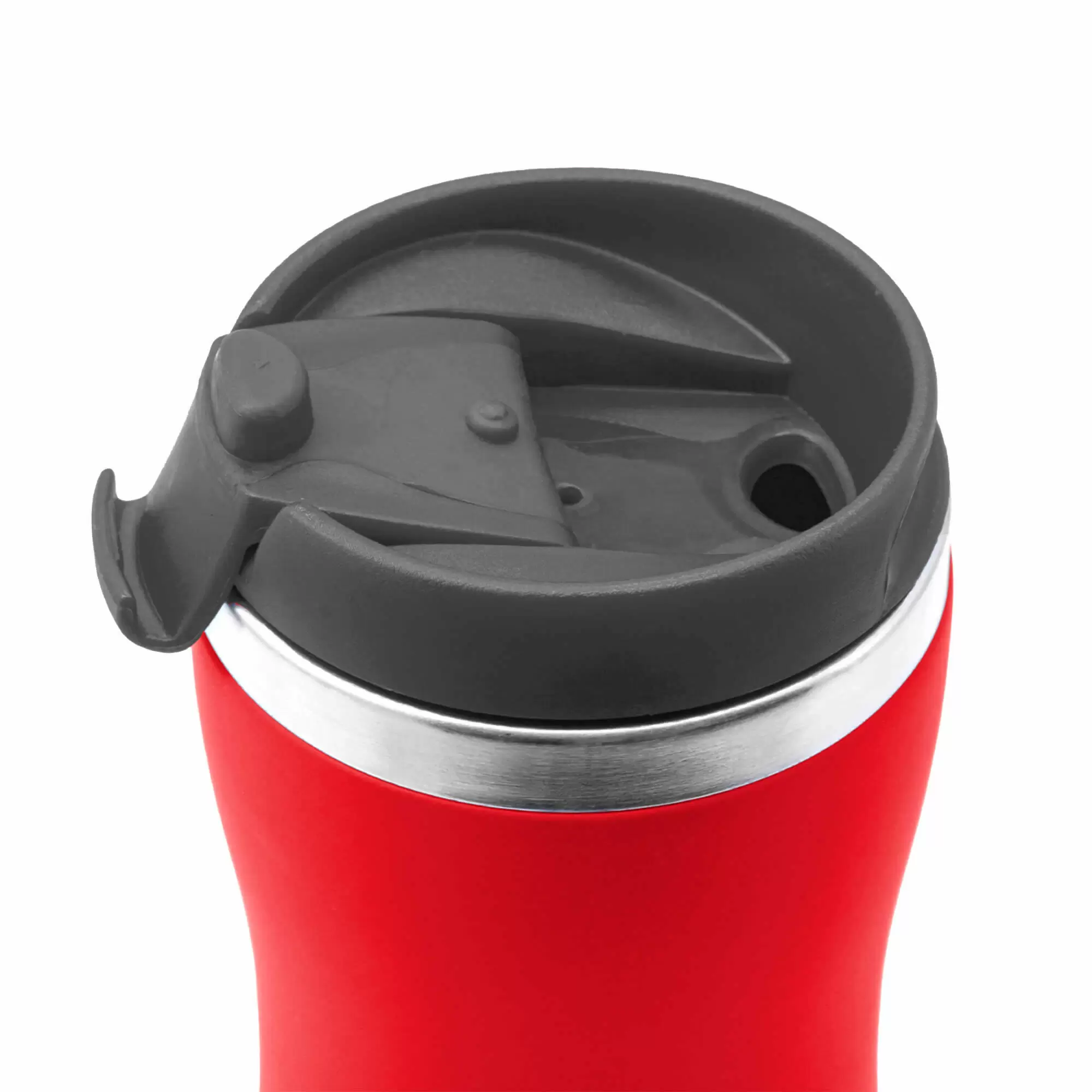 Термокружка SLIM SOFT 350мл. Красная с черной крышкой 6031-03