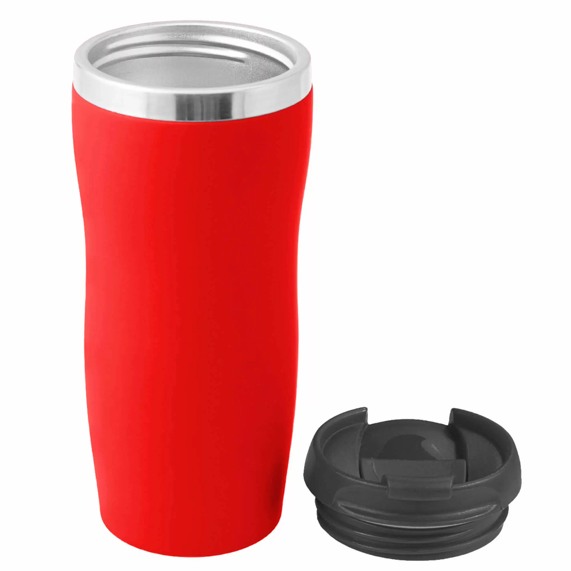 Термокружка SLIM SOFT 350мл. Красная с черной крышкой 6031-03