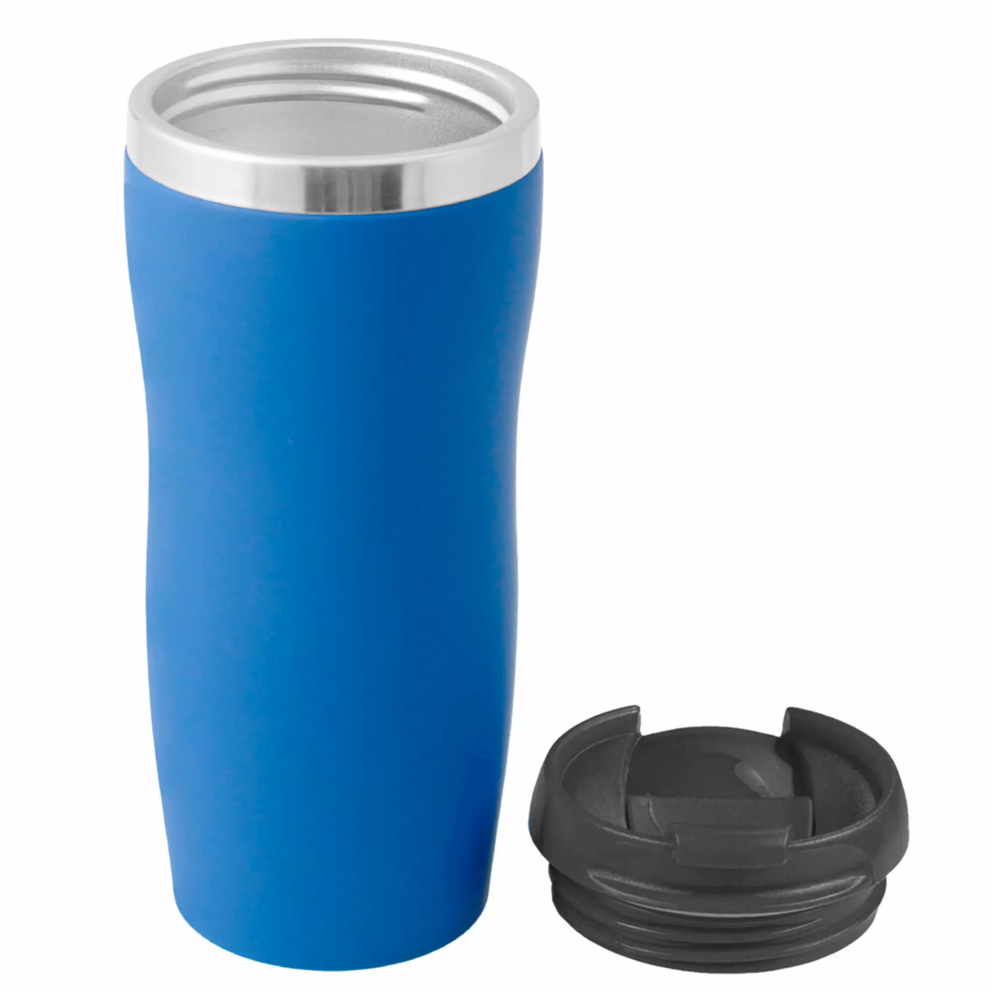 Термокружка SLIM SOFT 350мл. Синяя с черной крышкой 6031-01