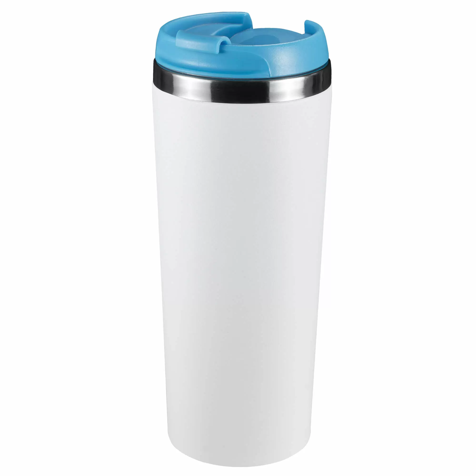 Термокружка KOMO WHITE 420мл. Белая с голубой крышкой  6062-12