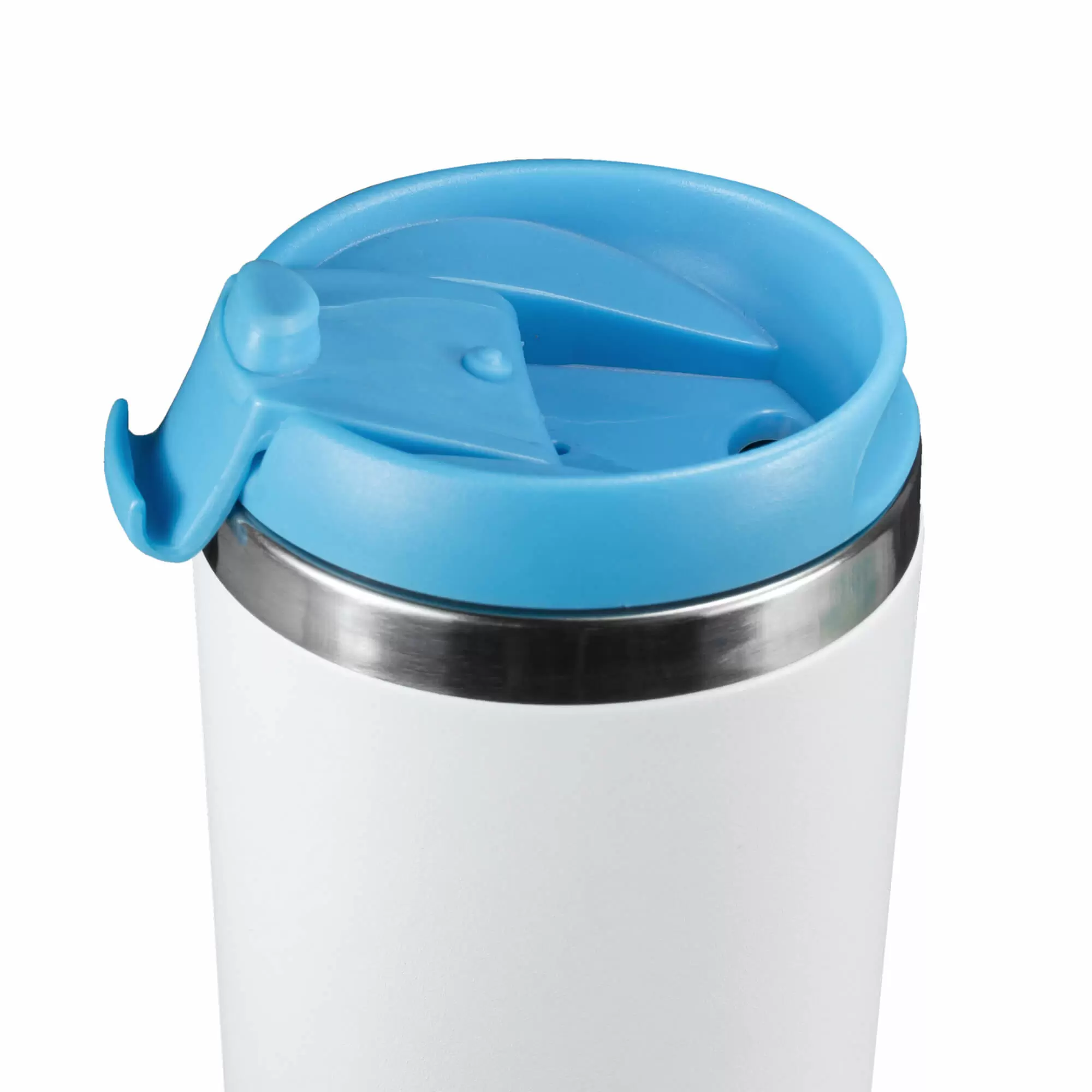 Термокружка KOMO WHITE 420мл. Белая с голубой крышкой  6062-12