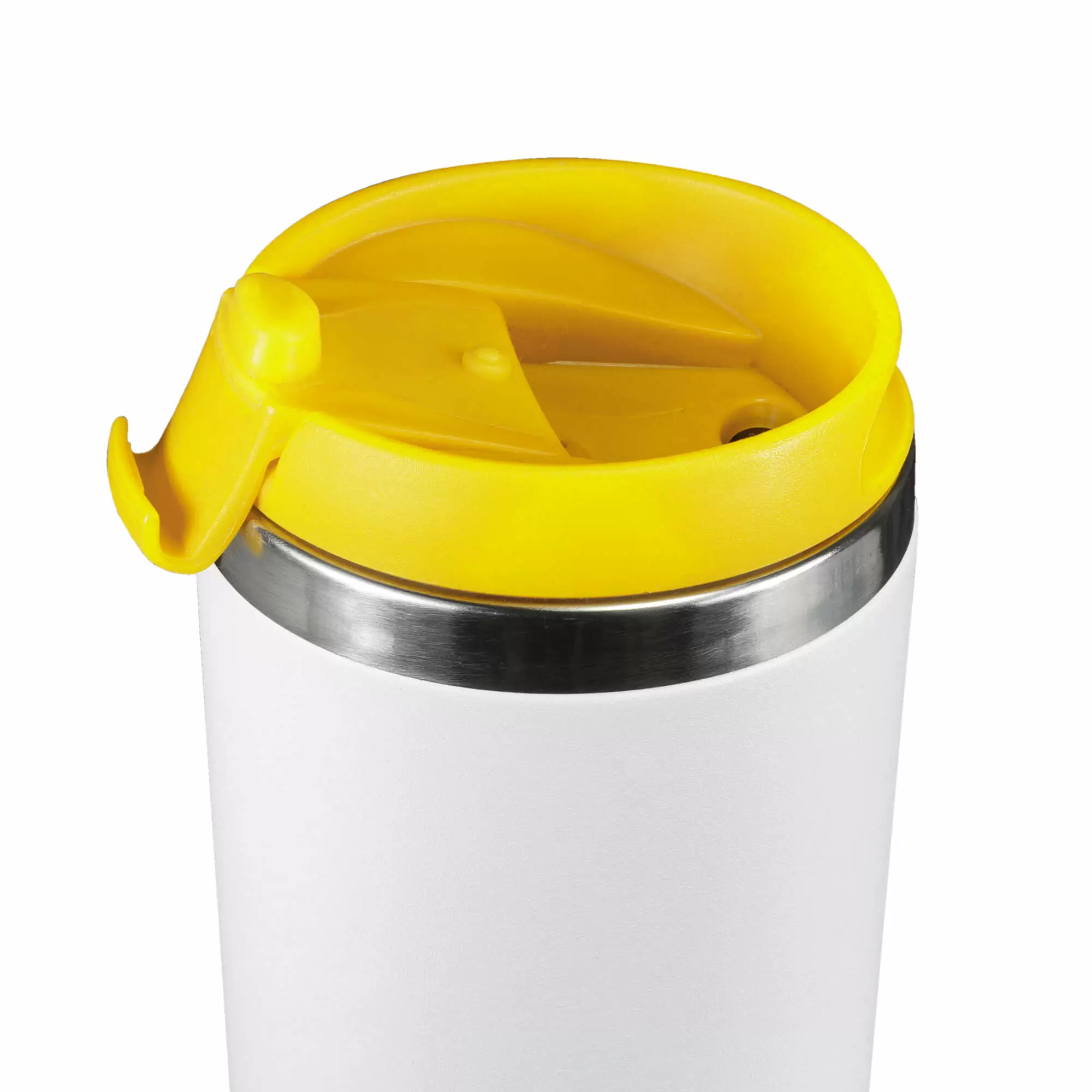 Термокружка KOMO WHITE 420мл. Белая с желтой крышкой  6062-04