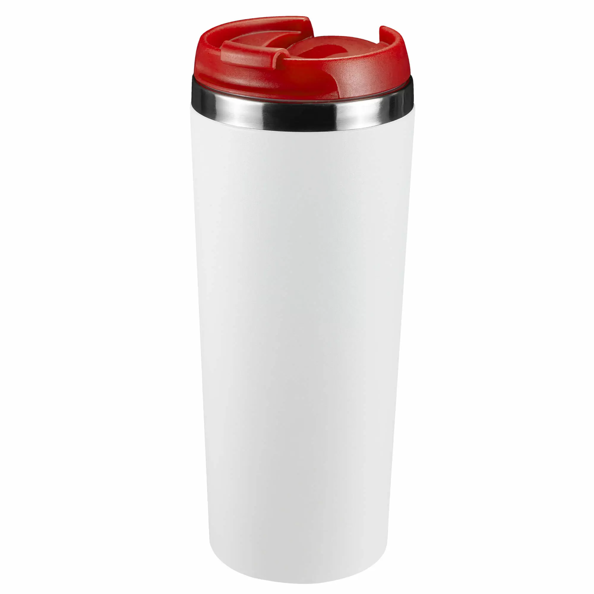 Термокружка KOMO WHITE 420мл. Белая с красной крышкой  6062-03