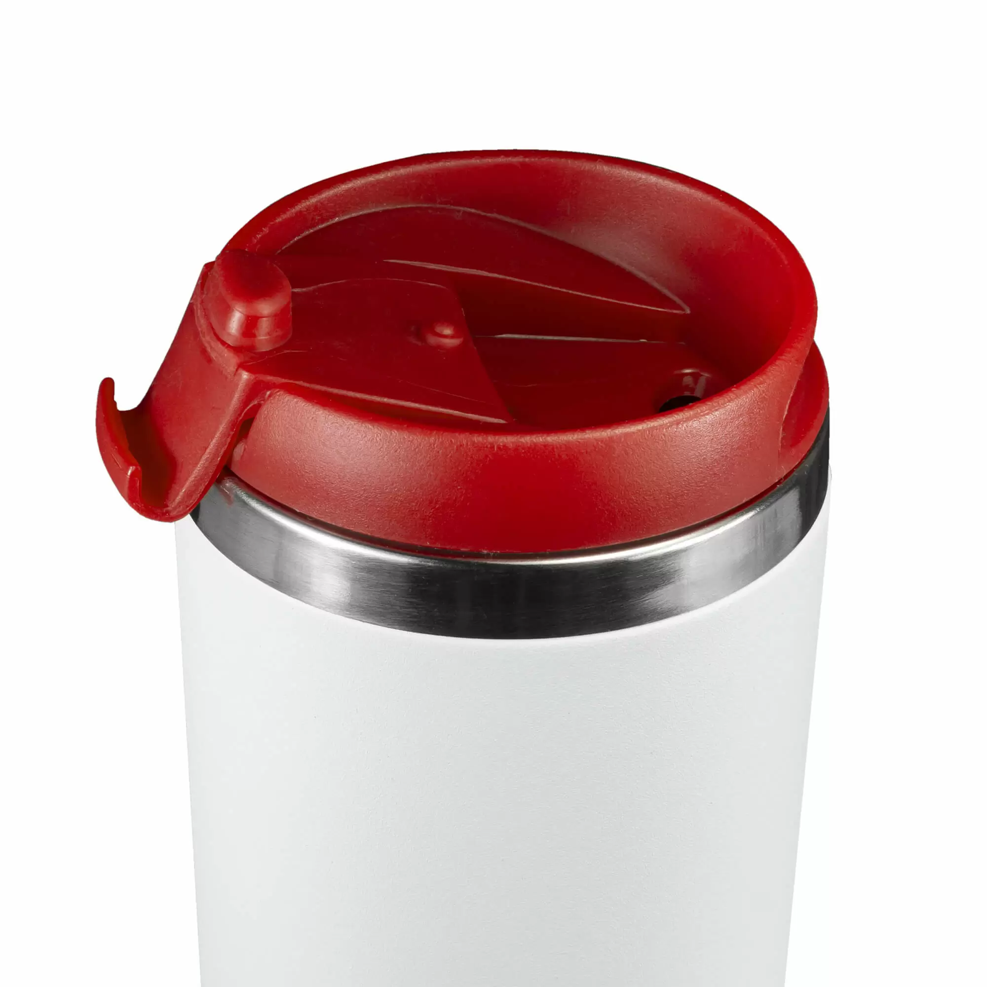 Термокружка KOMO WHITE 420мл. Белая с красной крышкой  6062-03