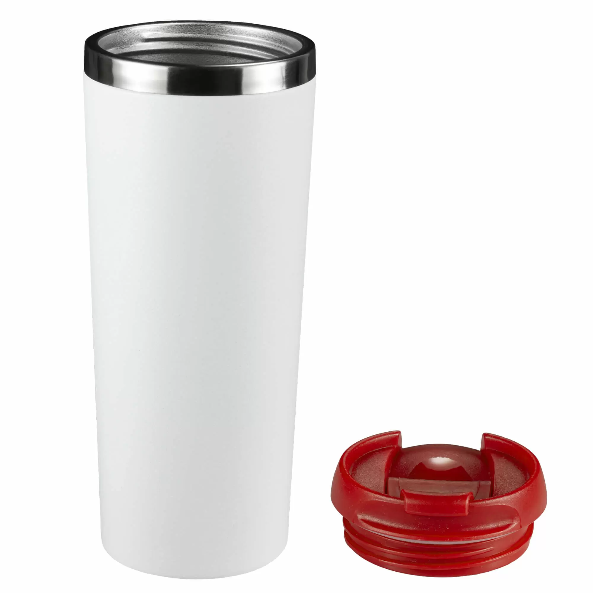 Термокружка KOMO WHITE 420мл. Белая с красной крышкой  6062-03