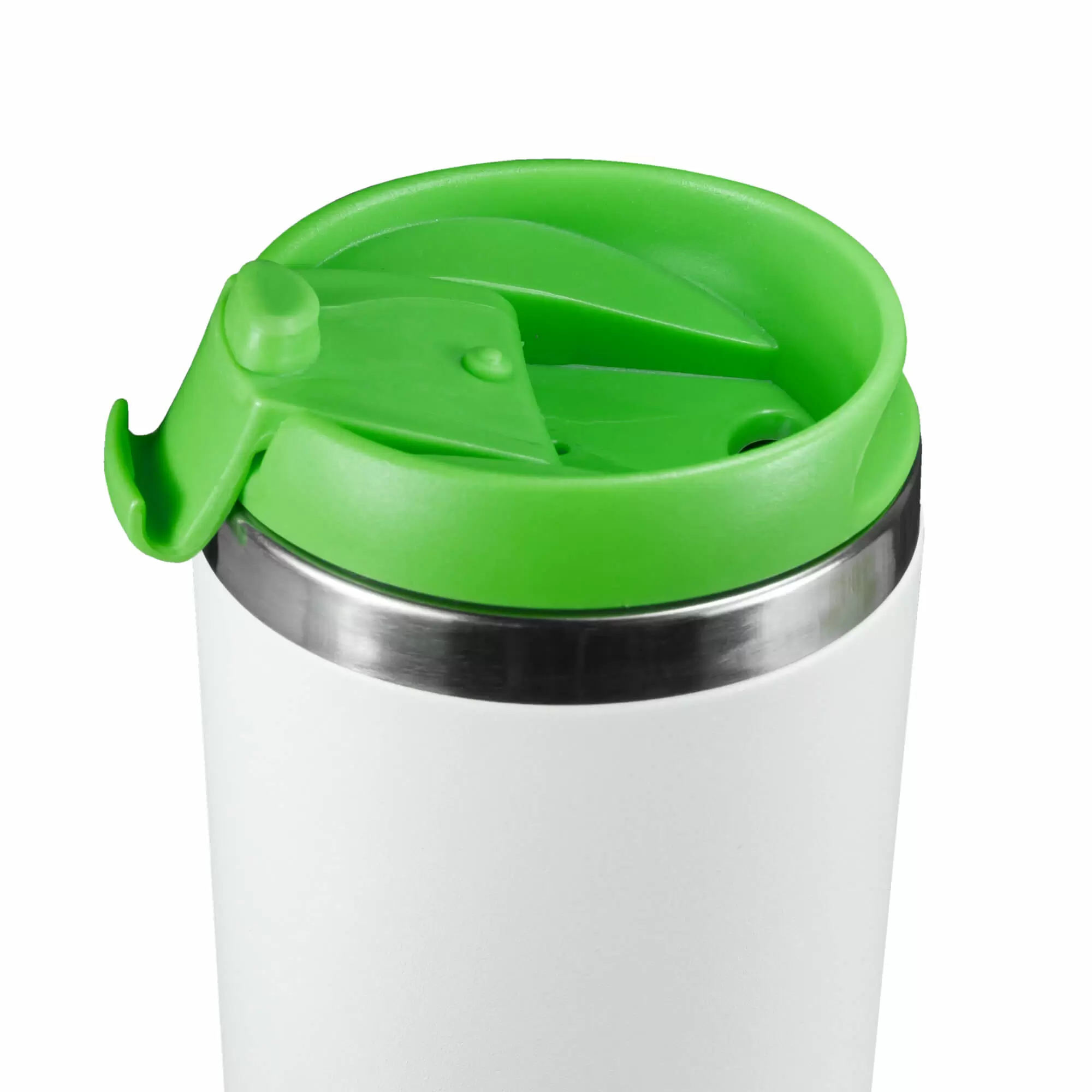 Термокружка KOMO WHITE 420мл. Белая с салатовой крышкой  6062-15