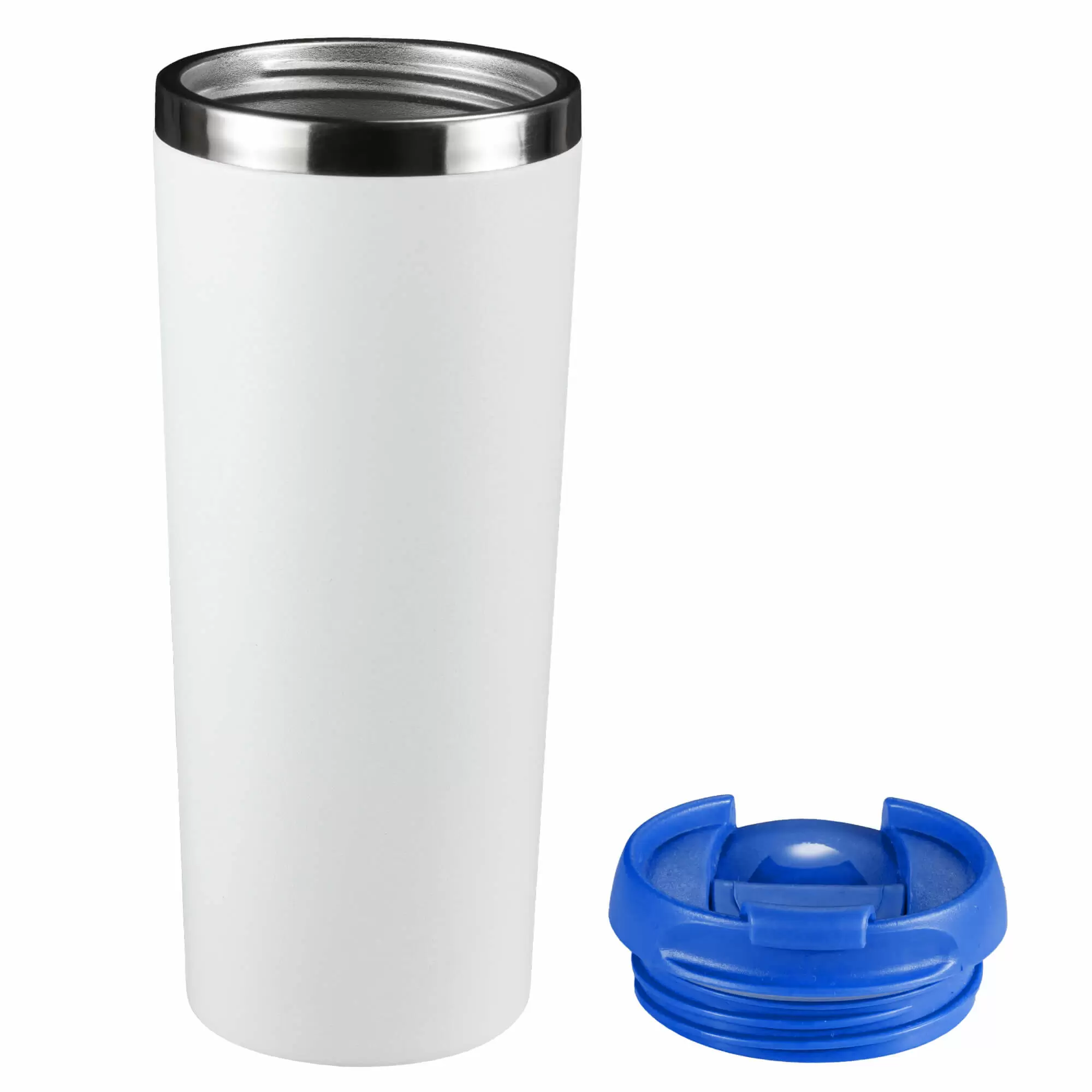 Термокружка KOMO WHITE 420мл. Белая с синей крышкой  6062-01