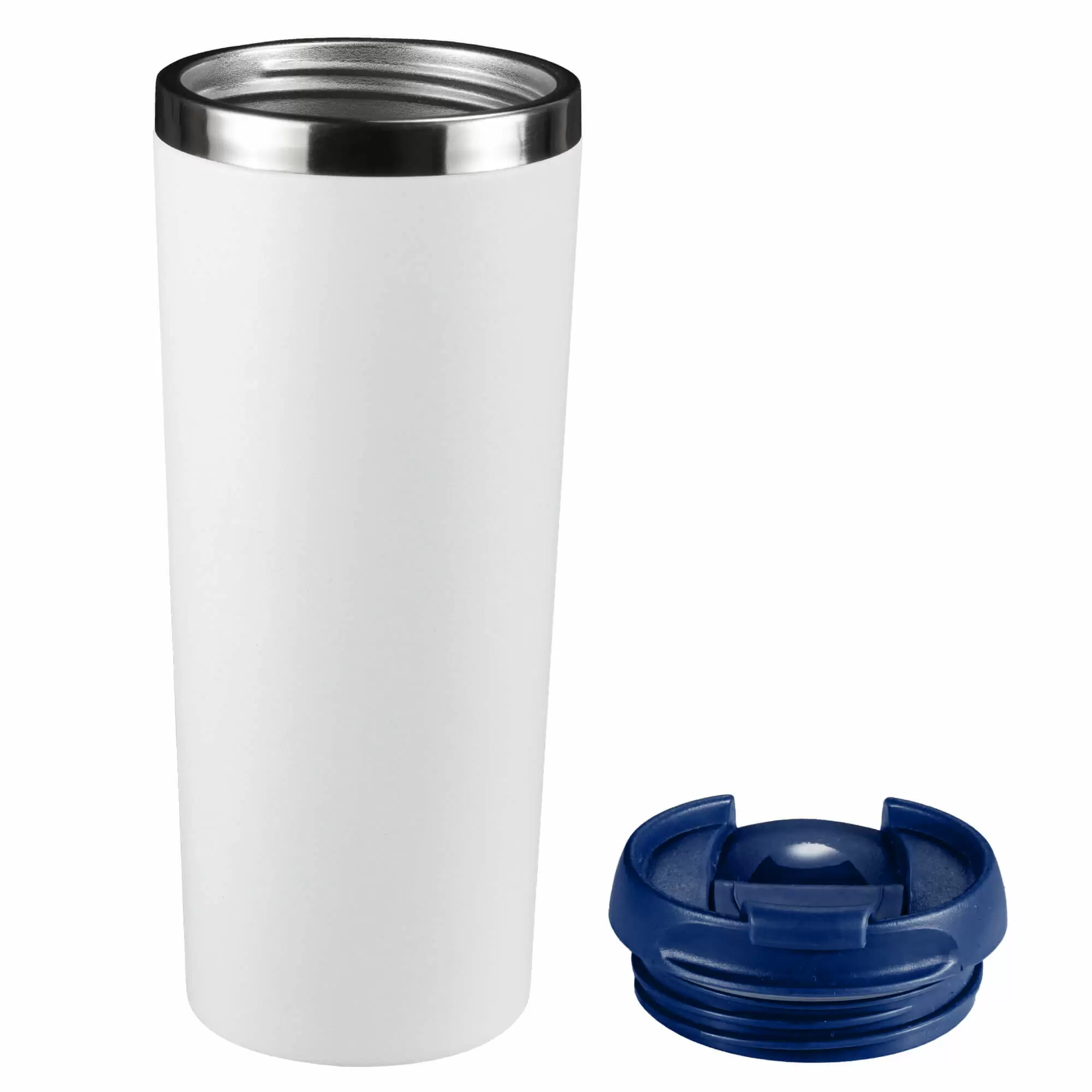 Термокружка KOMO WHITE 420мл. Белая с темно-синей крышкой  6062-14