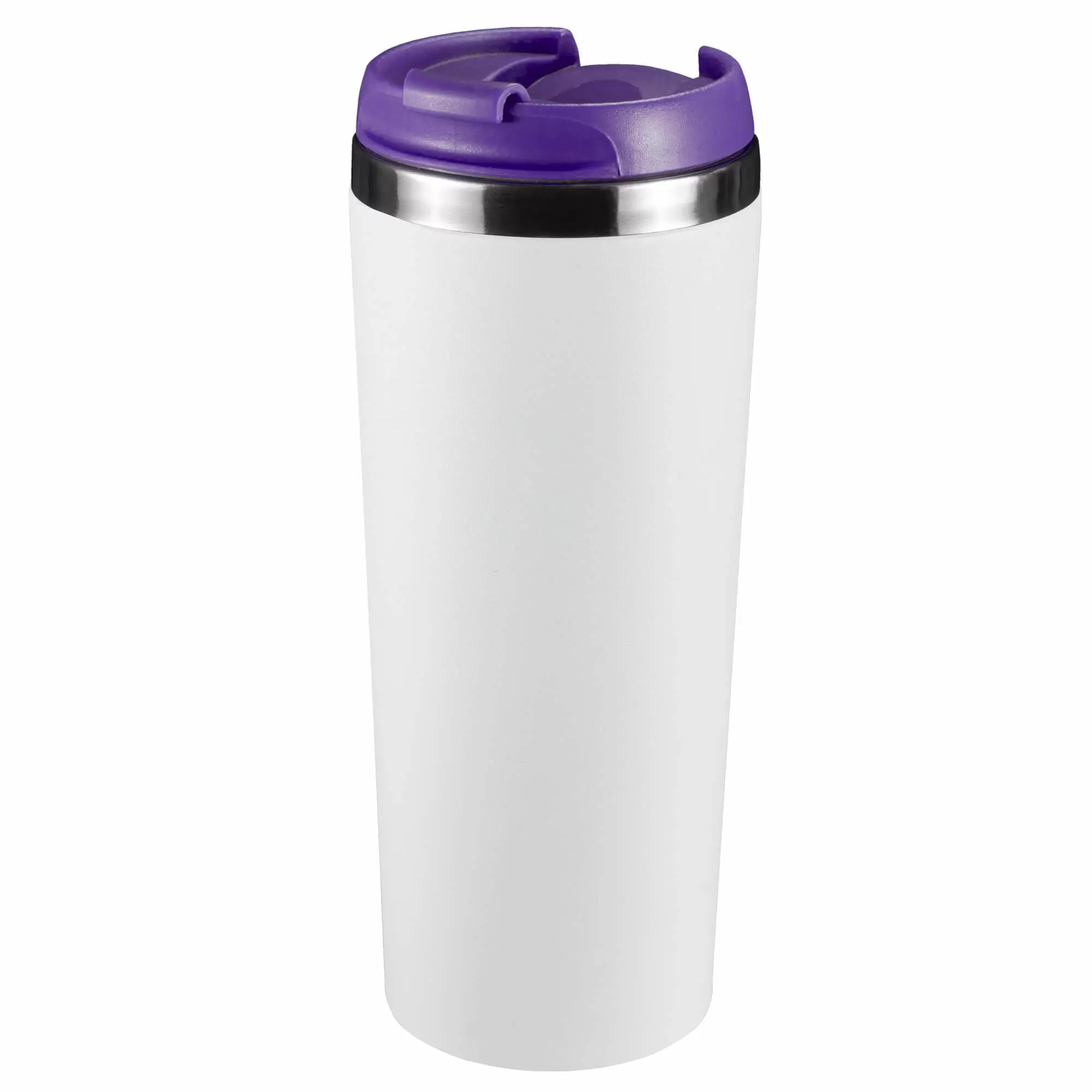 Термокружка KOMO WHITE 420мл. Белая с фиолетовой крышкой  6062-11