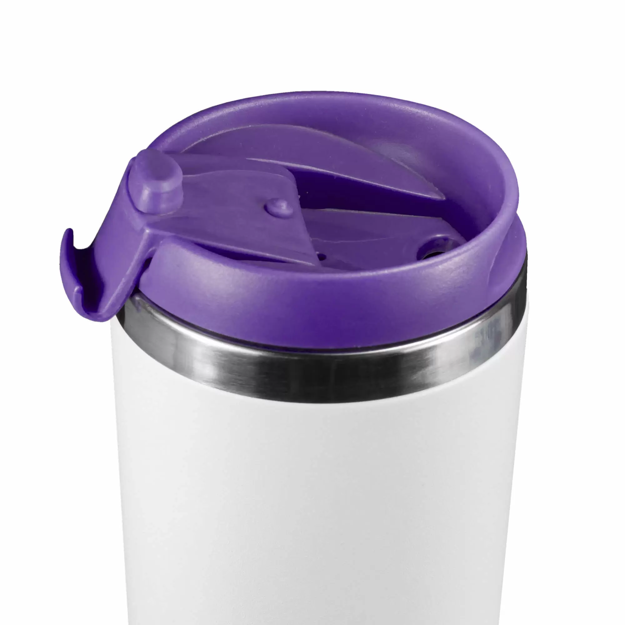 Термокружка KOMO WHITE 420мл. Белая с фиолетовой крышкой  6062-11