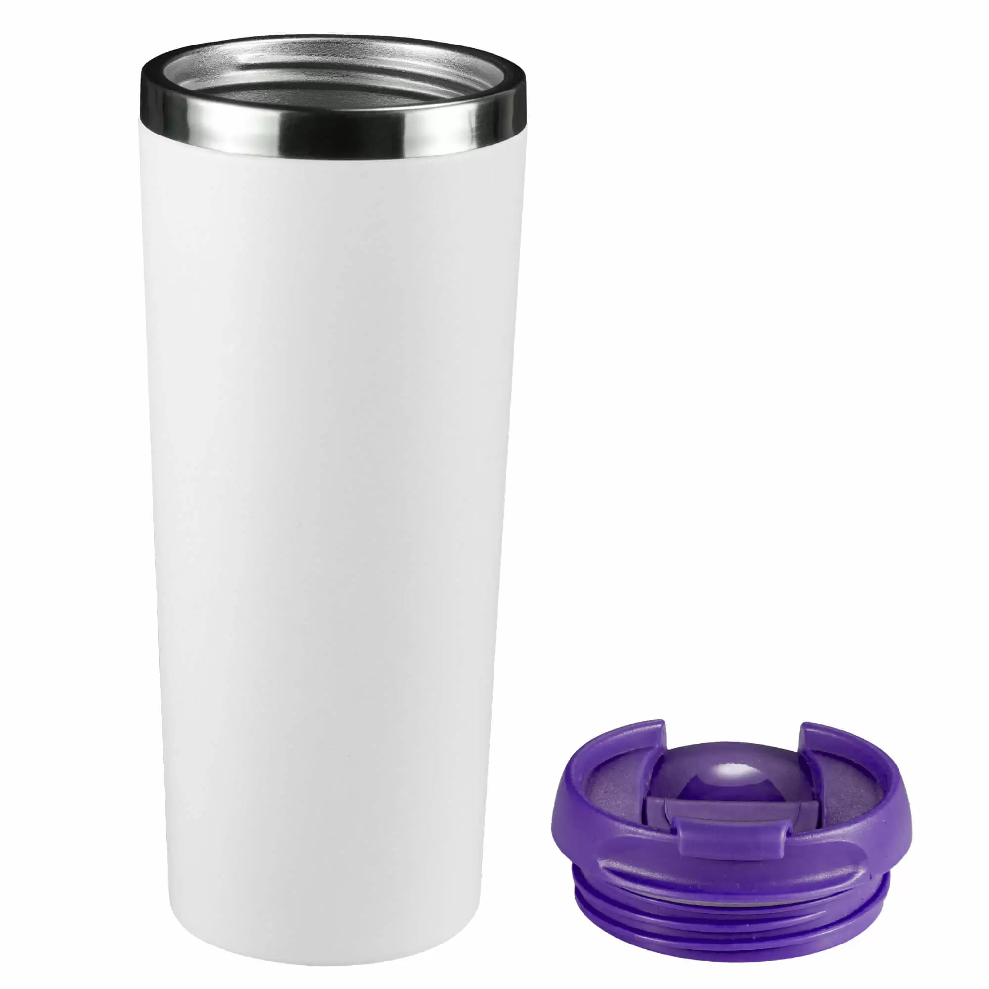 Термокружка KOMO WHITE 420мл. Белая с фиолетовой крышкой  6062-11