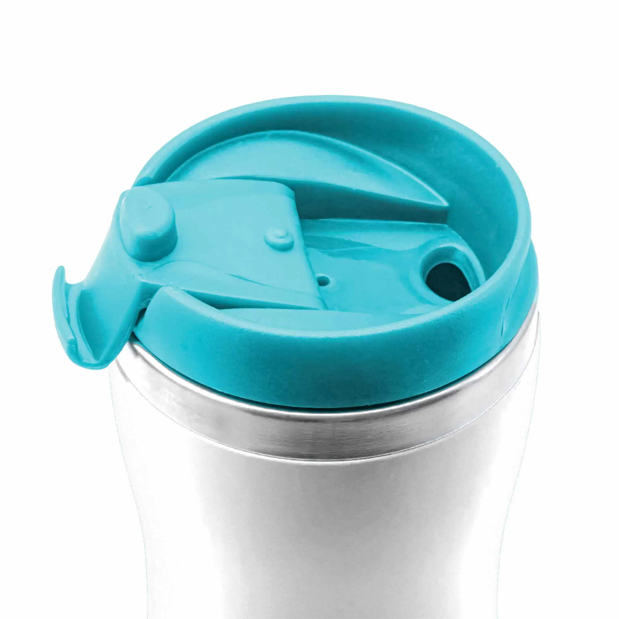 Термокружка SLIM WHITE 350мл. Белая с бирюзовой крышкой 6032-16