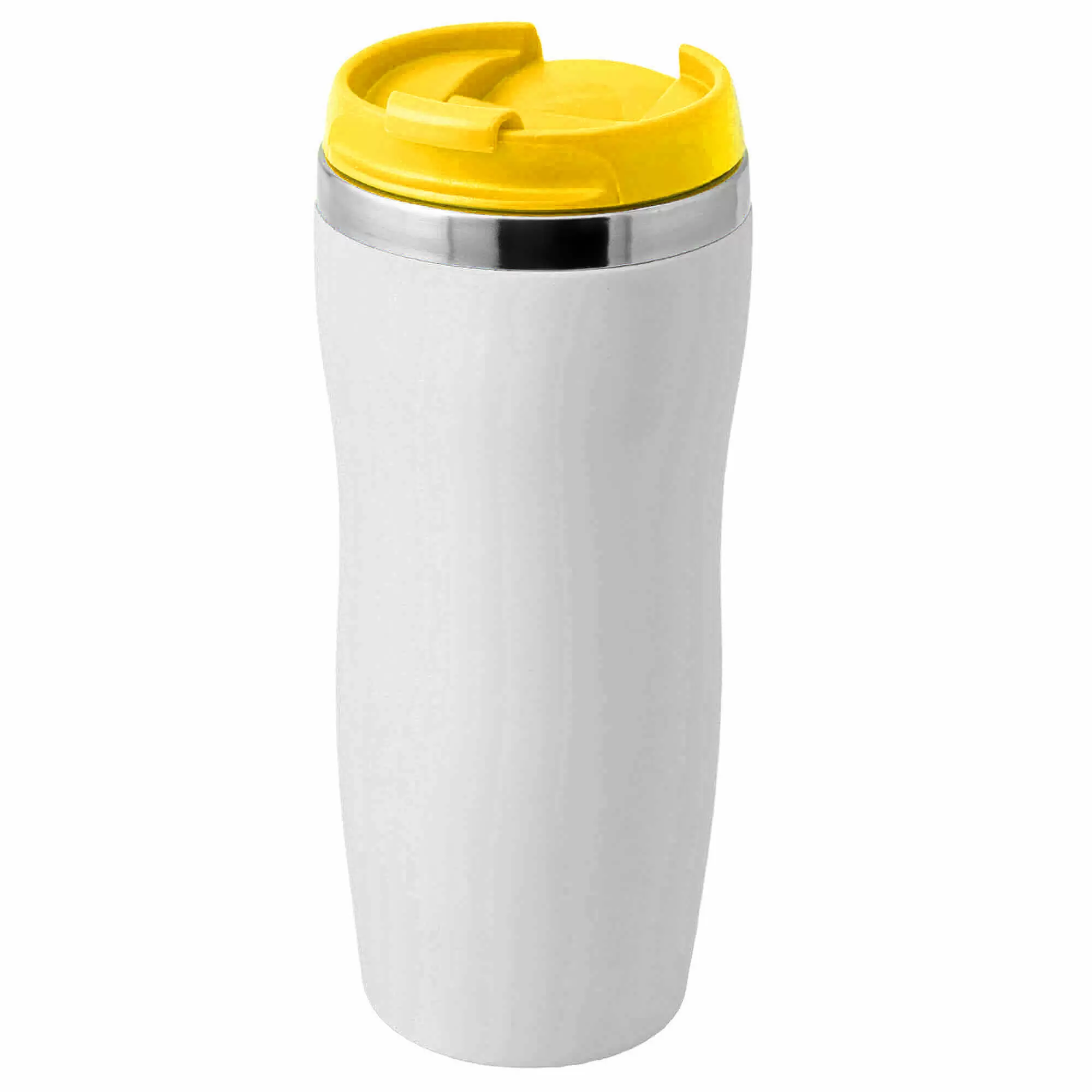 Термокружка SLIM WHITE 350мл. Белая с желтой крышкой  6032-04