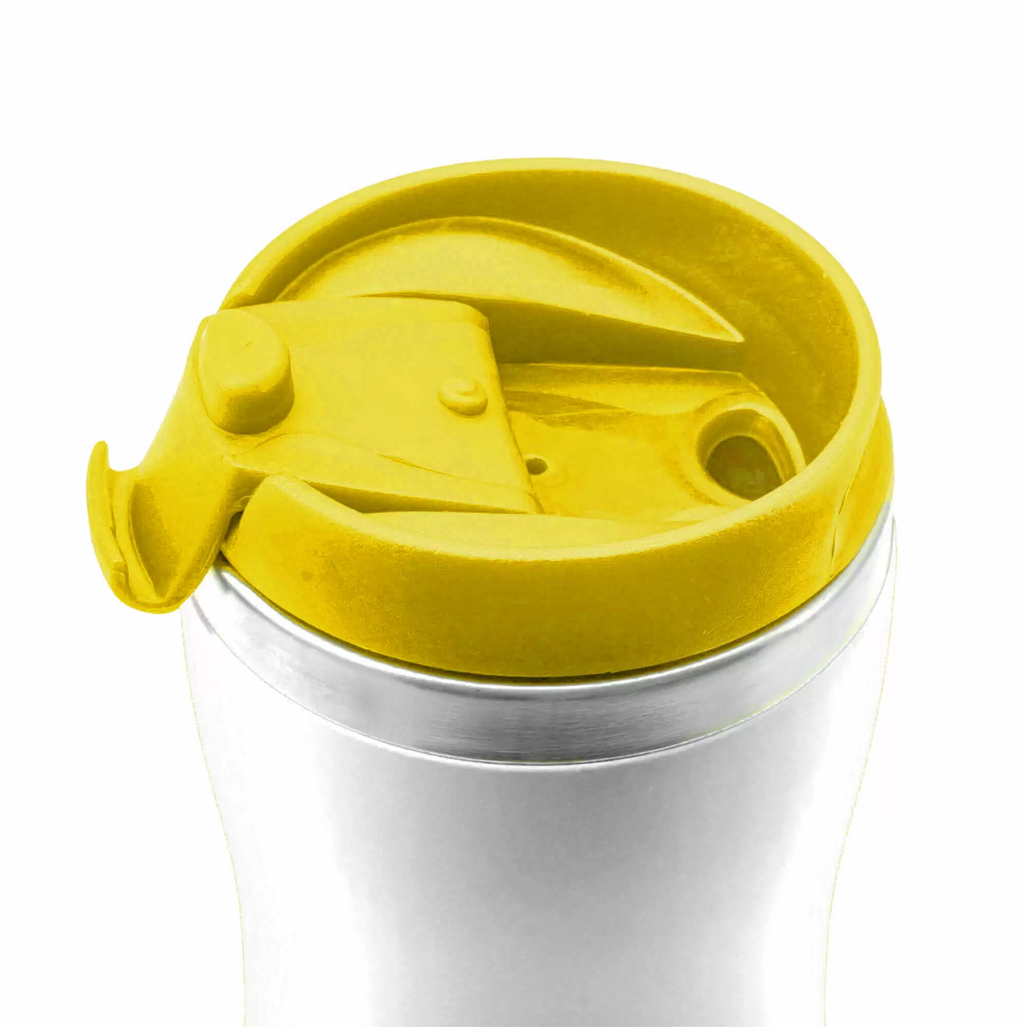 Термокружка SLIM WHITE 350мл. Белая с желтой крышкой  6032-04