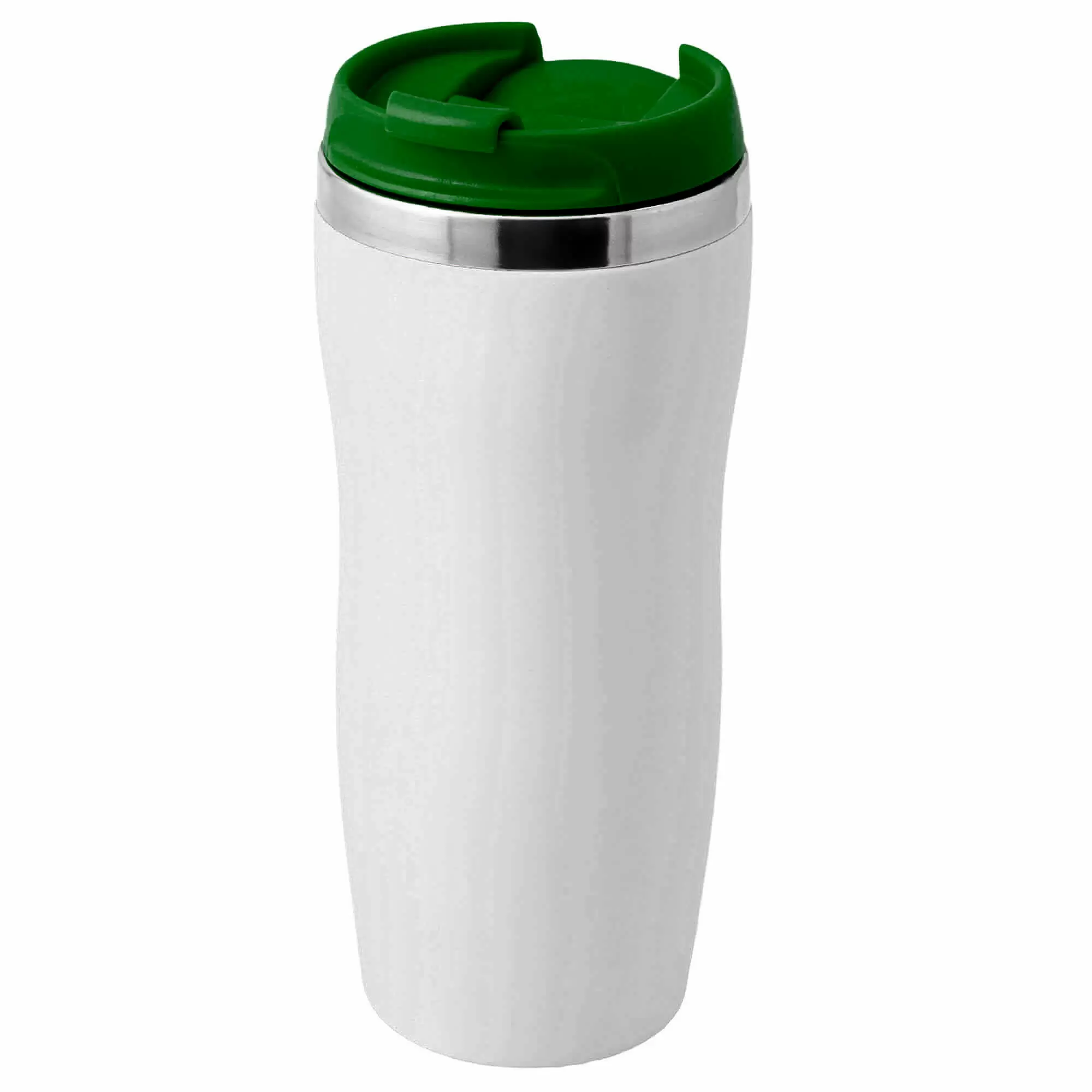 Термокружка SLIM WHITE 350мл. Белая с зеленой крышкой 6032-02