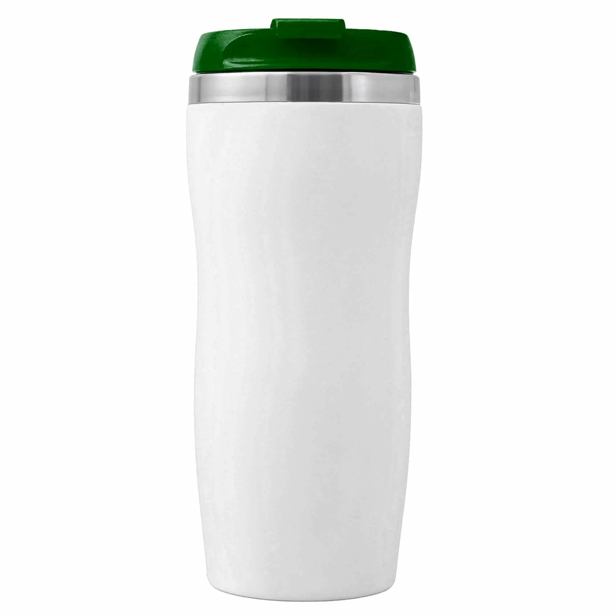 Термокружка SLIM WHITE 350мл. Белая с зеленой крышкой 6032-02