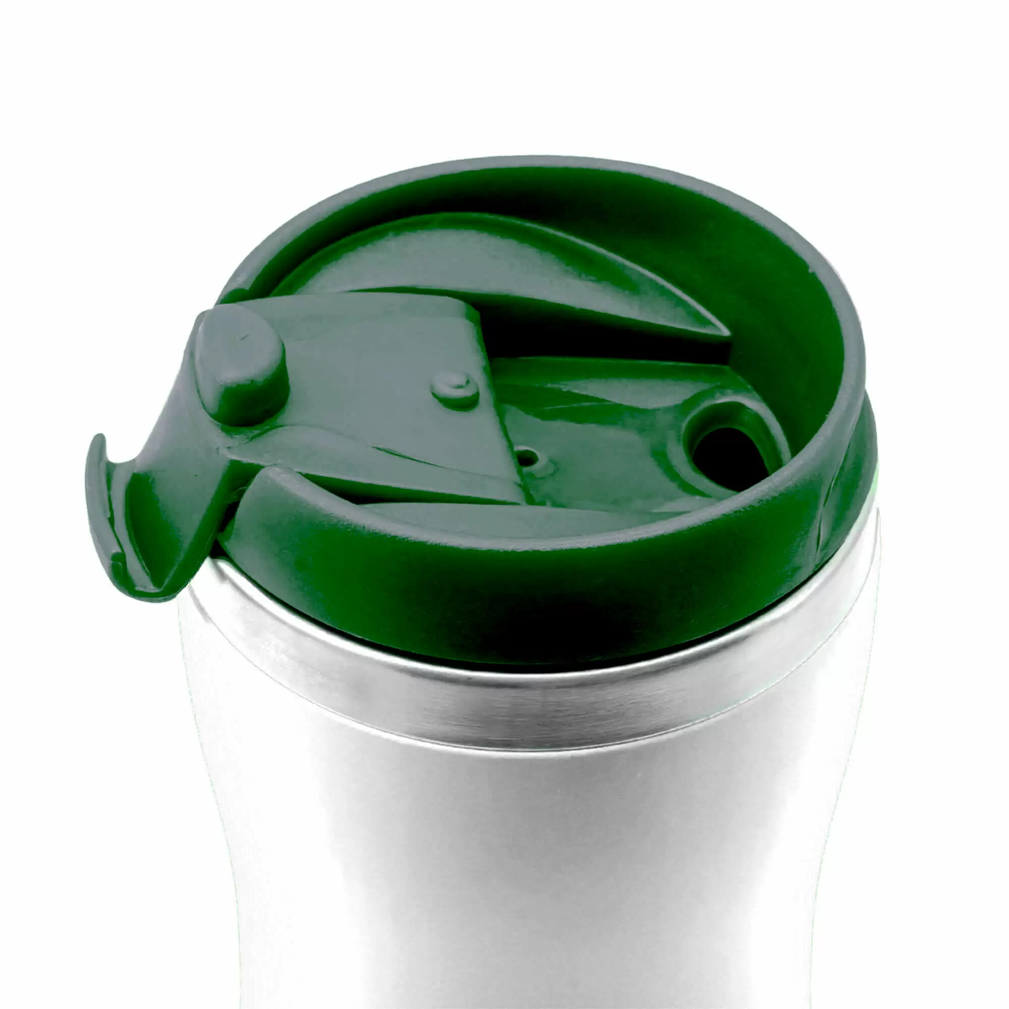 Термокружка SLIM WHITE 350мл. Белая с зеленой крышкой 6032-02