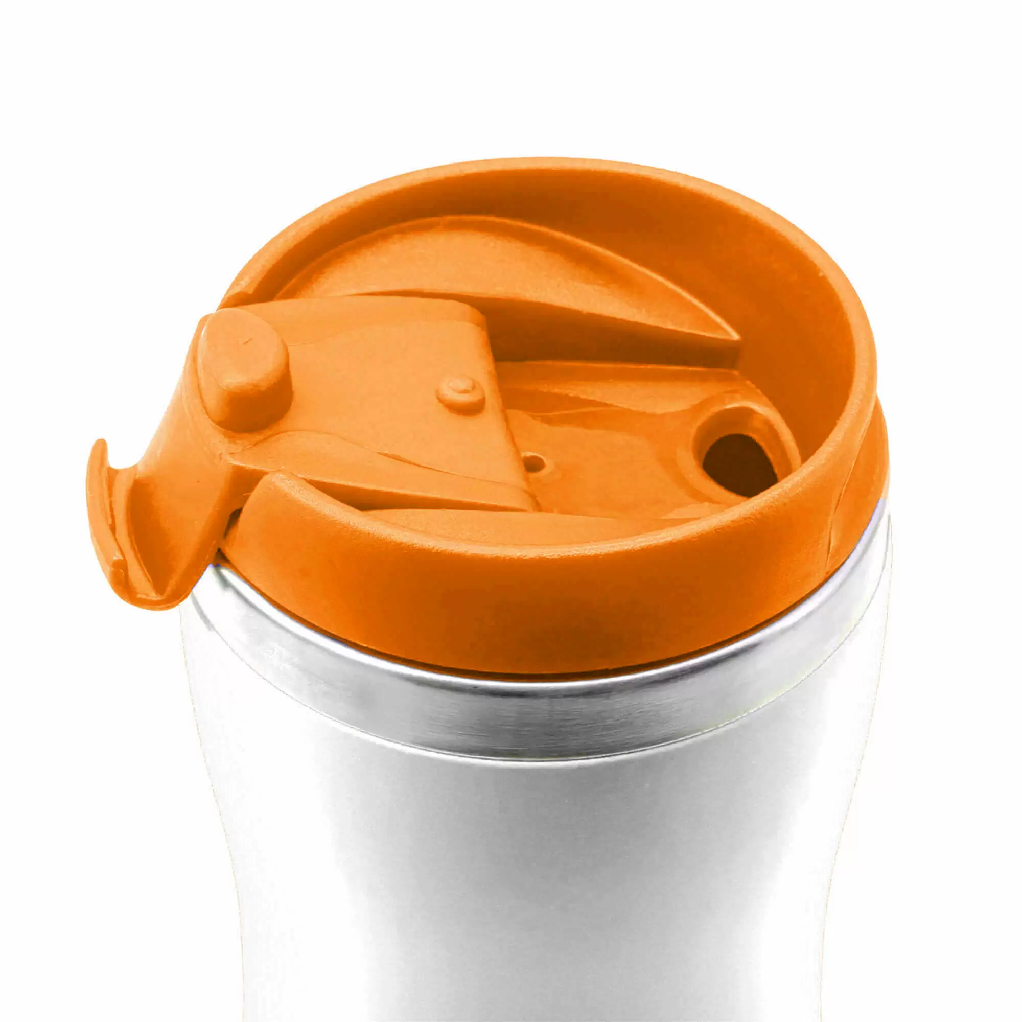 Термокружка SLIM WHITE 350мл. Белая с оранжевой крышкой 6032-05