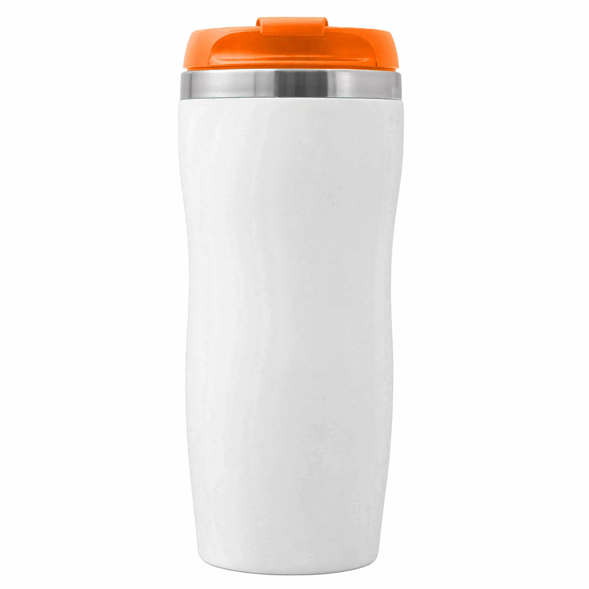 Термокружка SLIM WHITE 350мл. Белая с оранжевой крышкой 6032-05