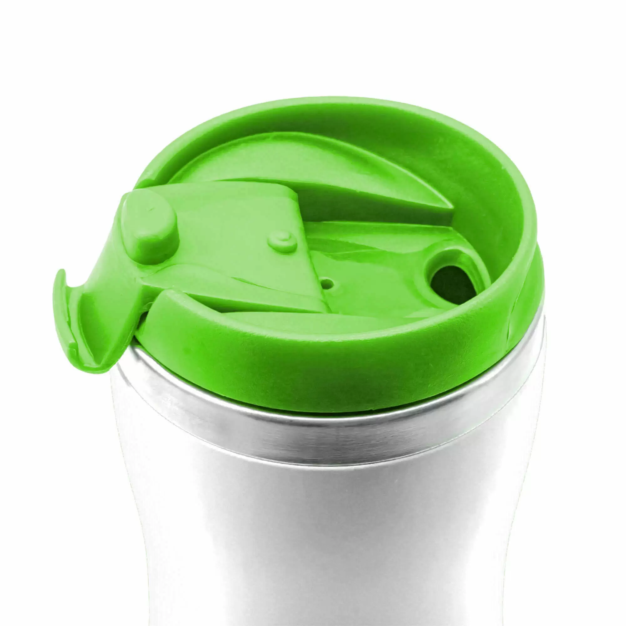 Термокружка SLIM WHITE 350мл. Белая с салатовой крышкой 6032-15